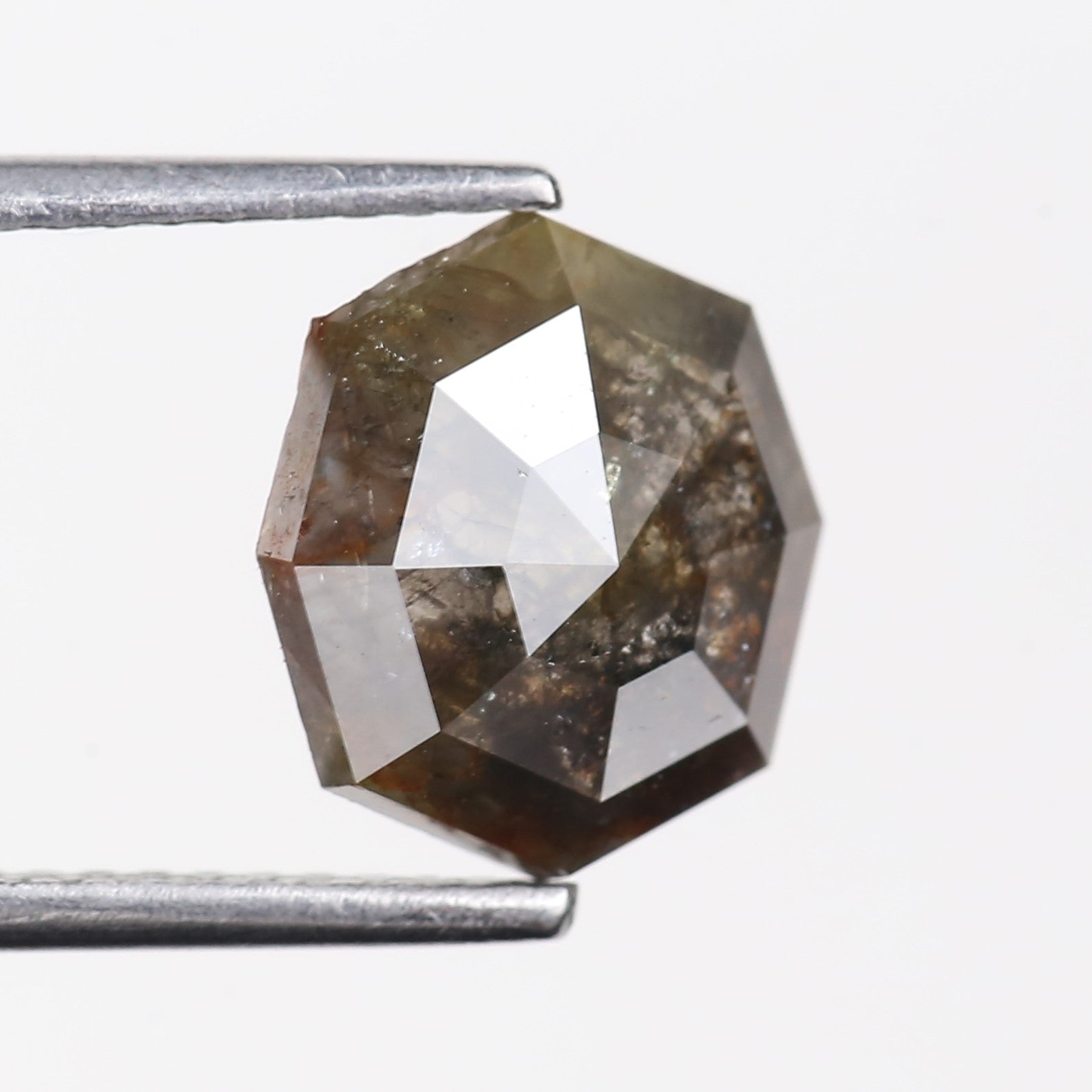2.01 Carat Natural Gray Hexagon Cut Salt And Pepper Diamond 9.80 MM