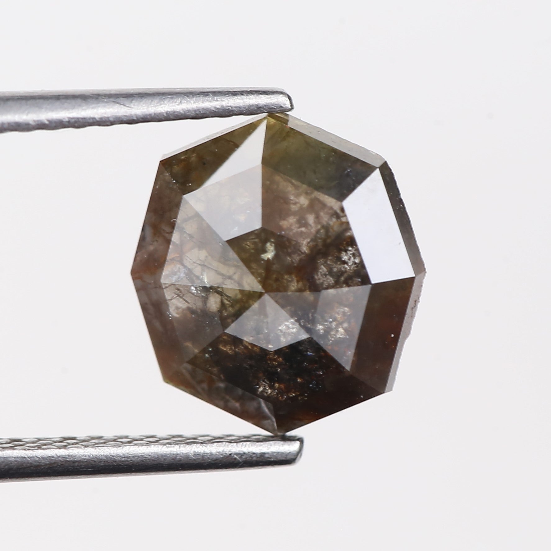 2.01 Carat Natural Gray Hexagon Cut Salt And Pepper Diamond 9.80 MM