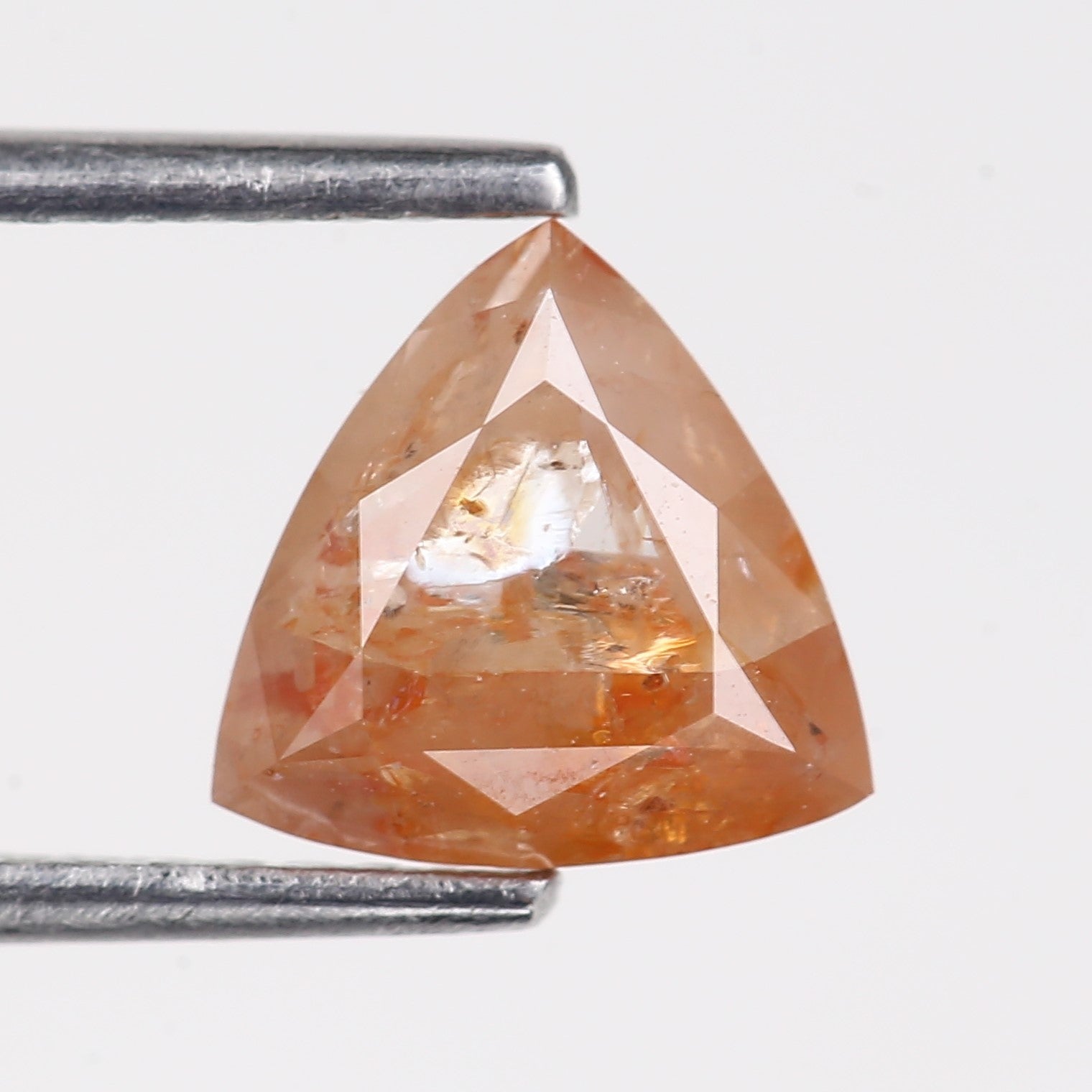 1.80 Carat Natural Orange Trillion Cut Salt And Pepper Diamond 7.50 MM