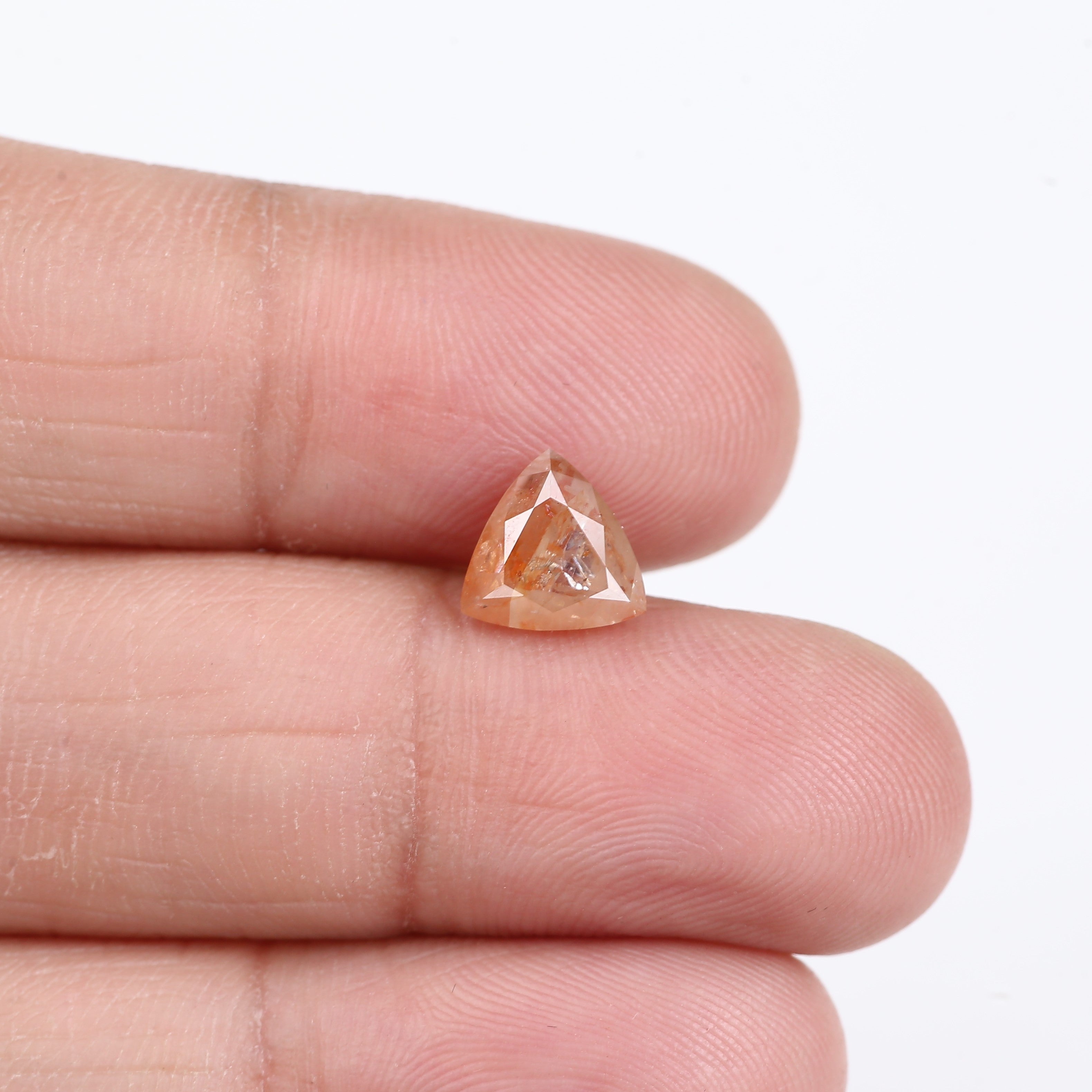 1.80 Carat Natural Orange Trillion Cut Salt And Pepper Diamond 7.50 MM