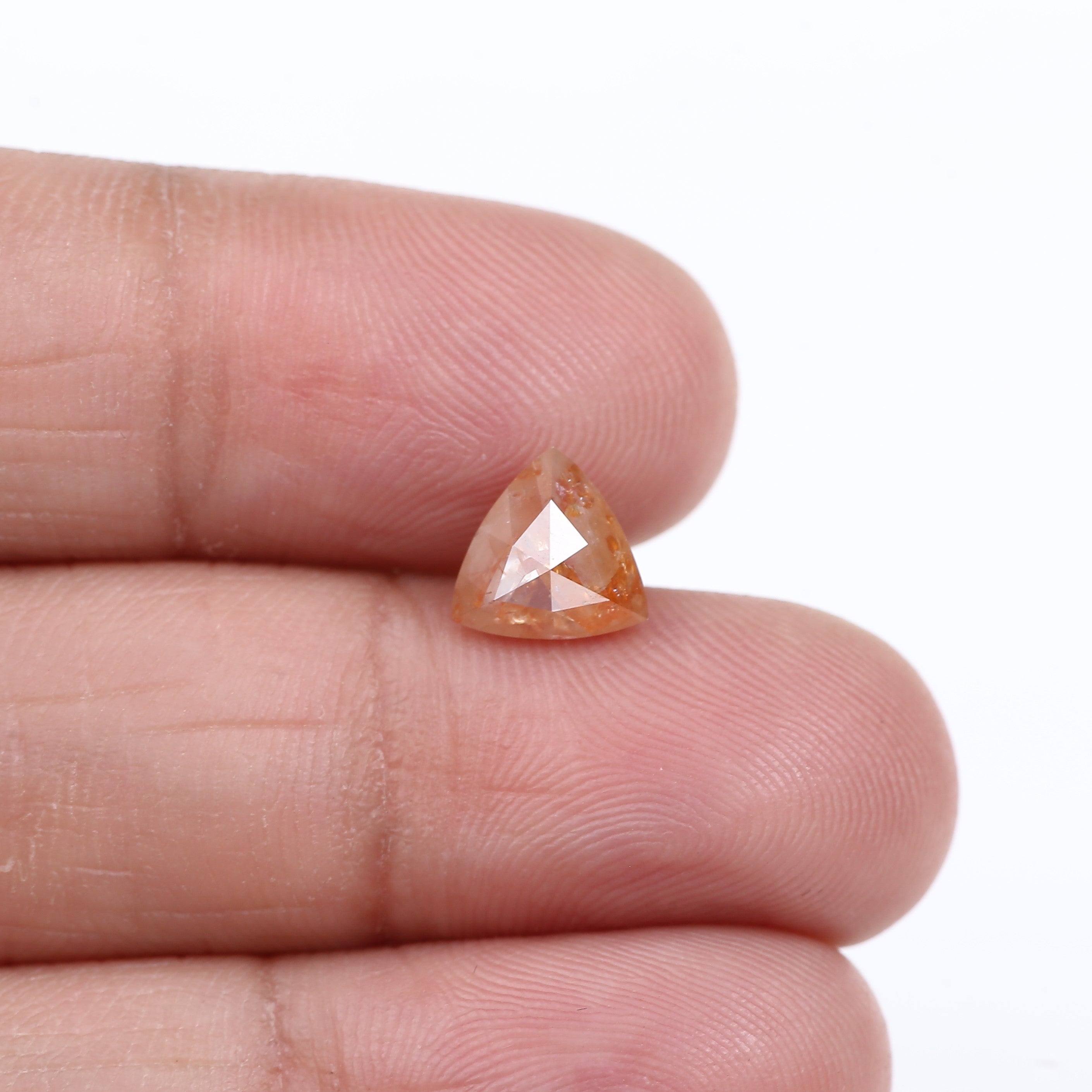 1.80 Carat Natural Orange Trillion Cut Salt And Pepper Diamond 7.50 MM