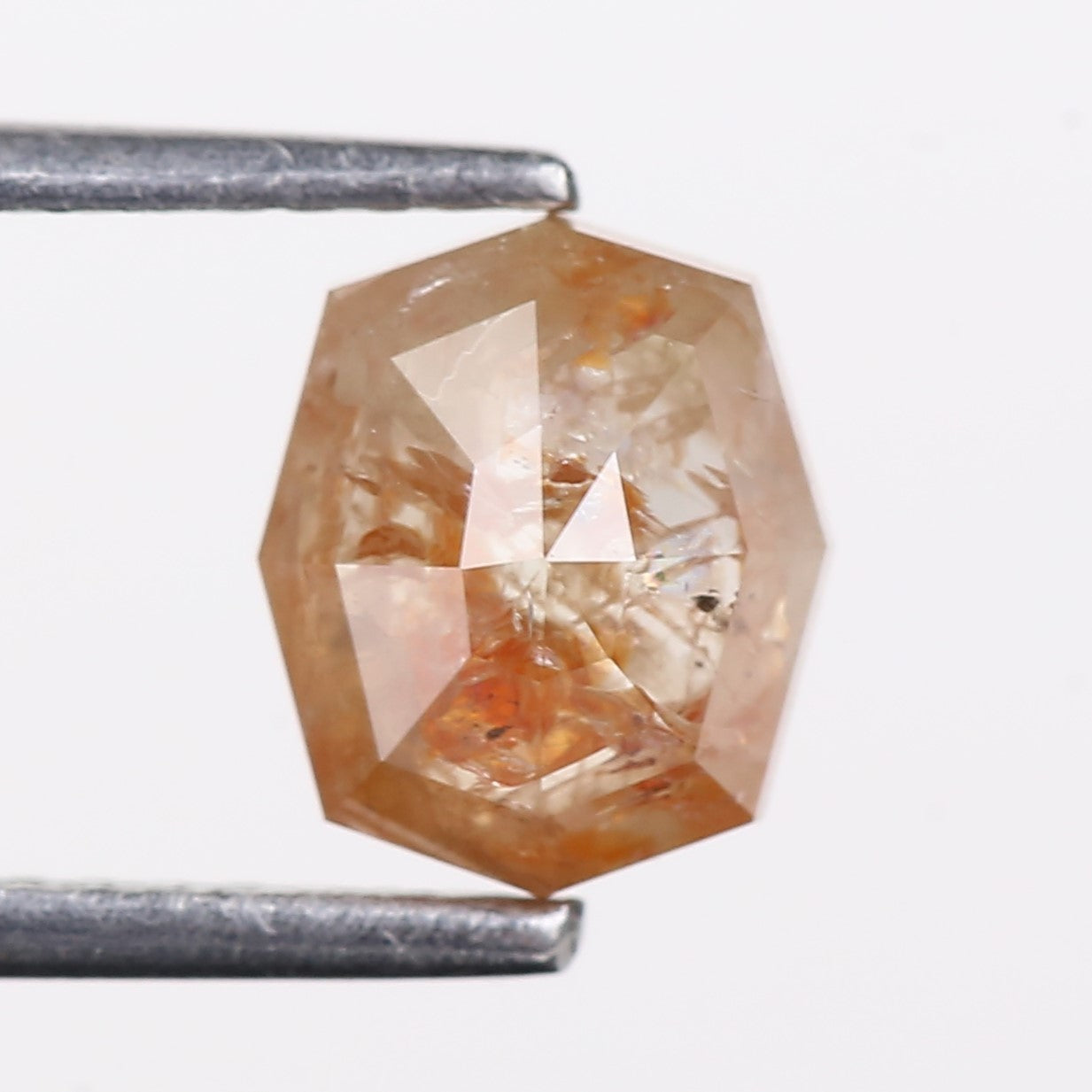 1.63 Carat Natural Orange Hexagon Cut Salt And Pepper Diamond 7.06 MM