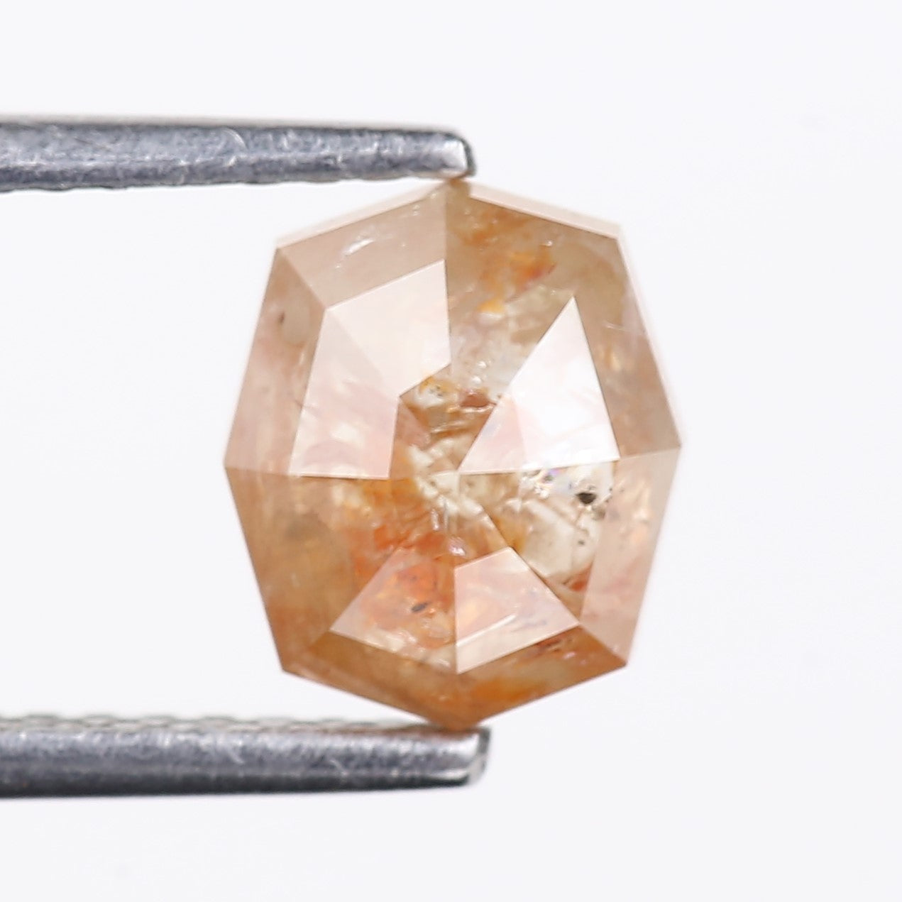 1.63 Carat Natural Orange Hexagon Cut Salt And Pepper Diamond 7.06 MM