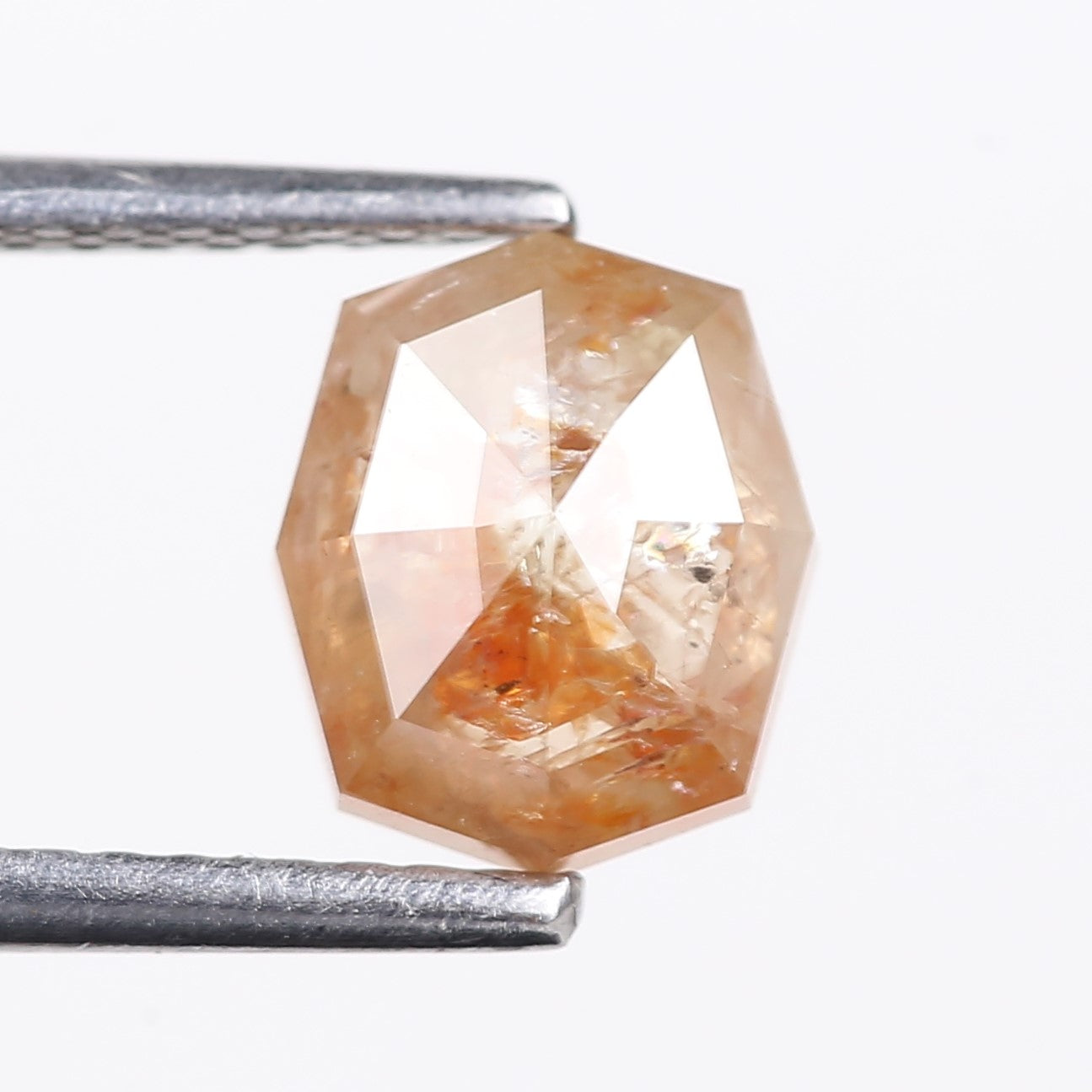 1.63 Carat Natural Orange Hexagon Cut Salt And Pepper Diamond 7.06 MM