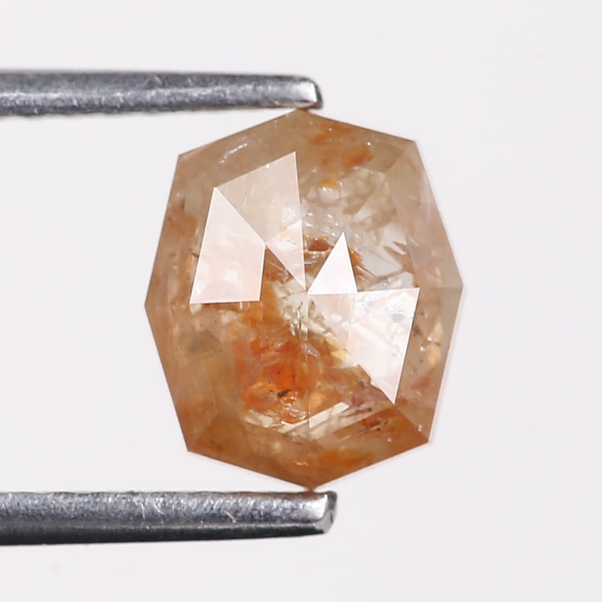 1.63 Carat Natural Orange Hexagon Cut Salt And Pepper Diamond 7.06 MM