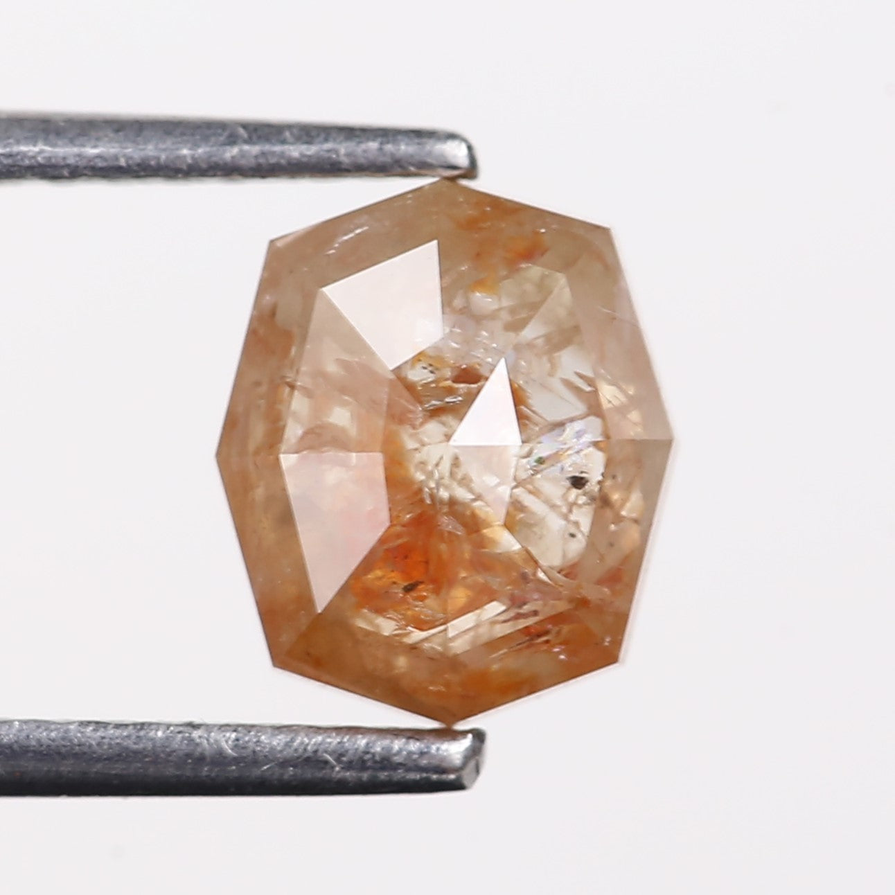 1.63 Carat Natural Orange Hexagon Cut Salt And Pepper Diamond 7.06 MM