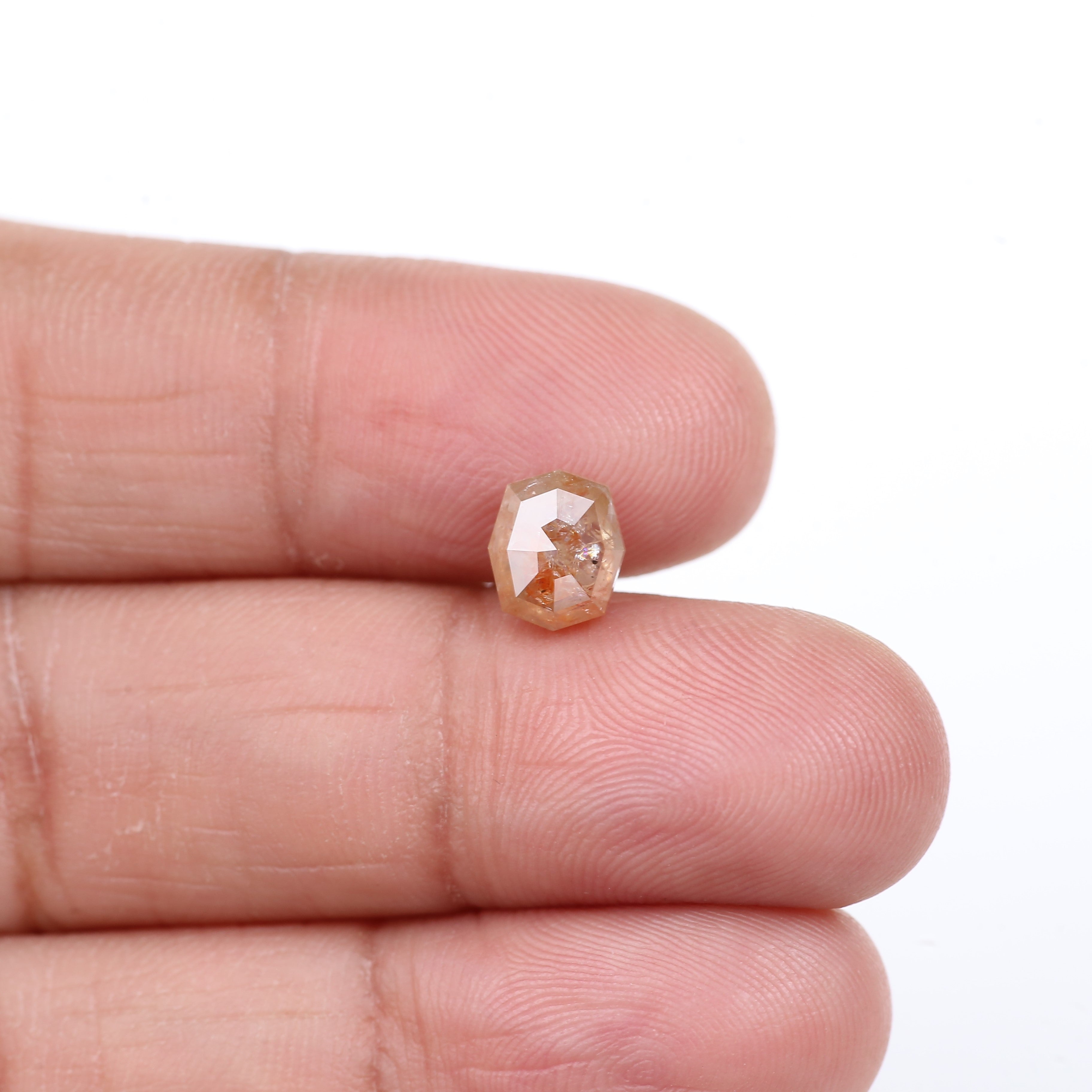 1.63 Carat Natural Orange Hexagon Cut Salt And Pepper Diamond 7.06 MM