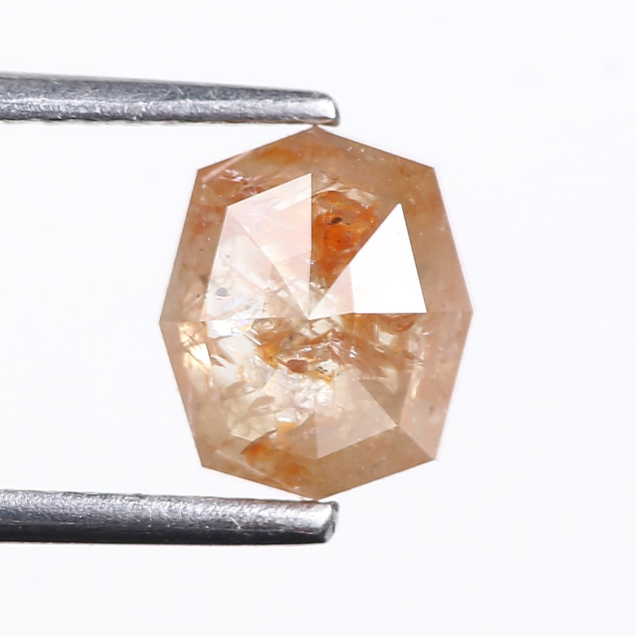 1.63 Carat Natural Orange Hexagon Cut Salt And Pepper Diamond 7.06 MM