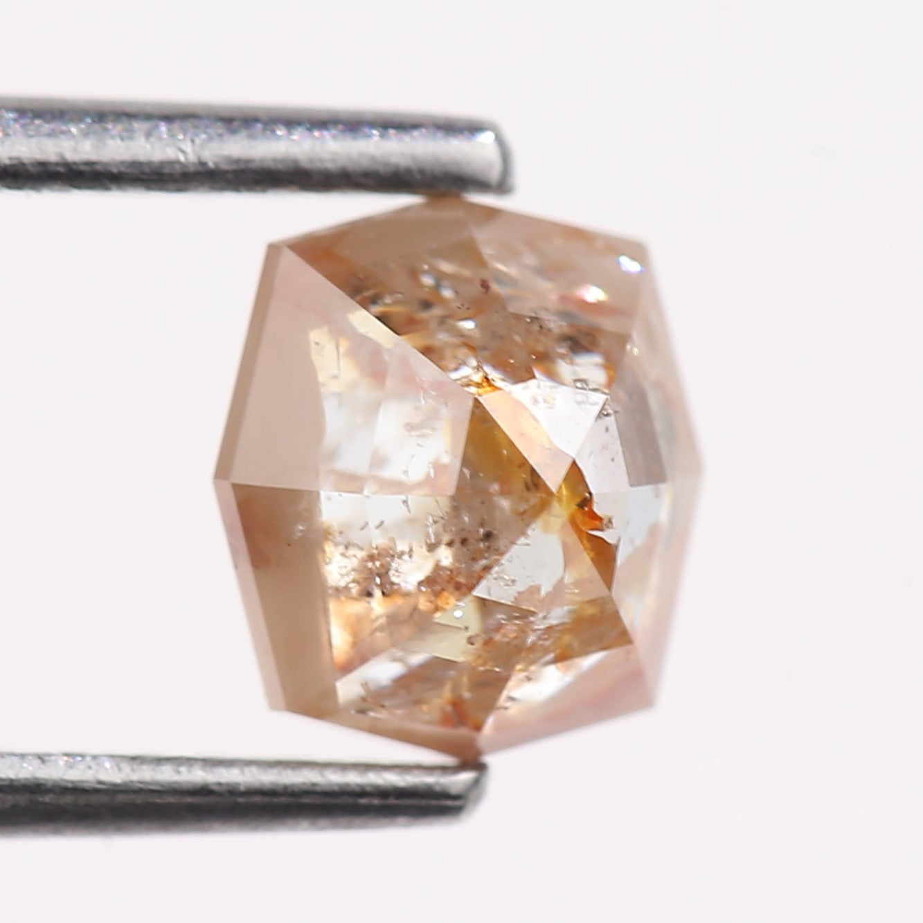 1.08 Carat Natural Light Orange Hexagon Cut Salt And Pepper Diamond 6.20 MM