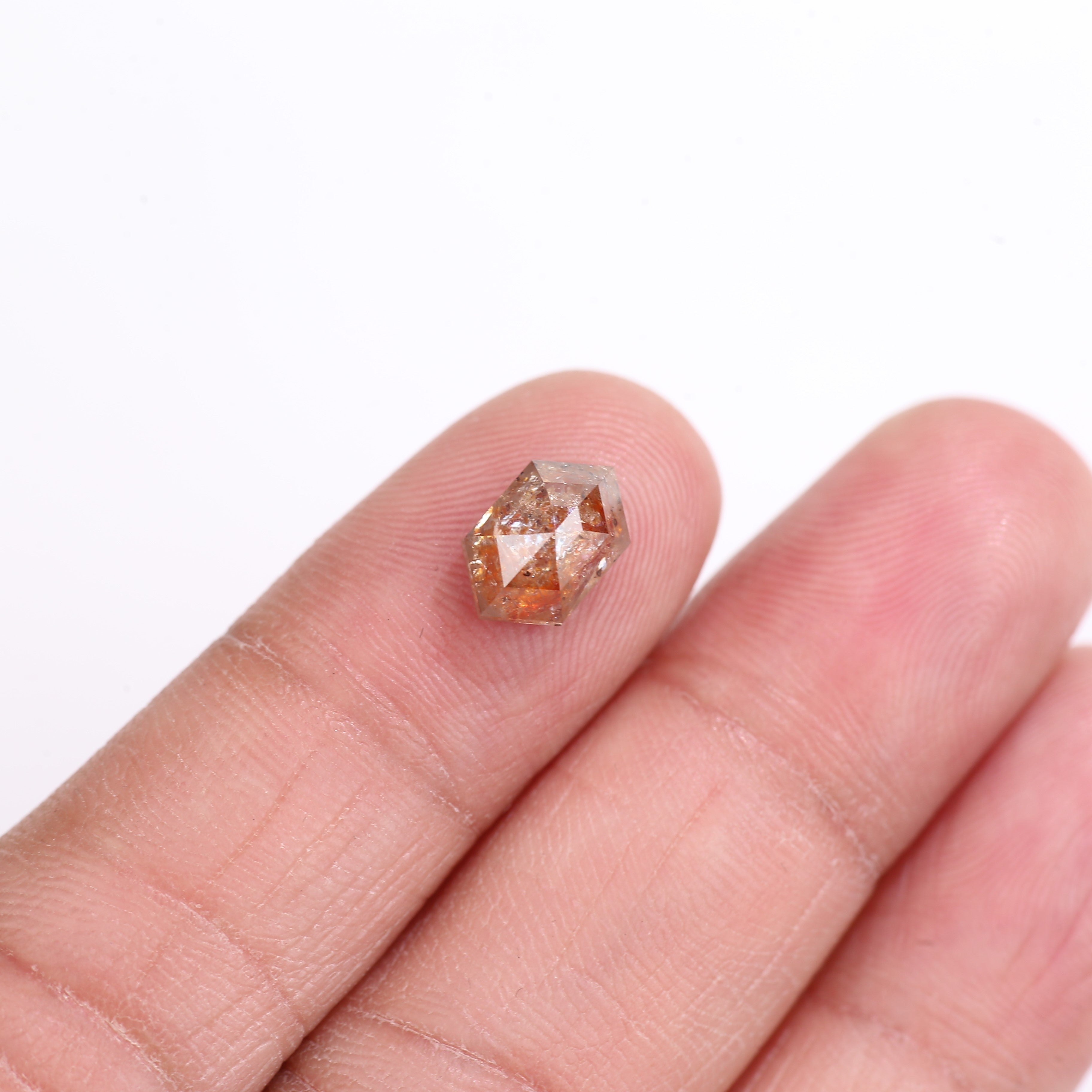 2.43 Carat Natural Red Orange Hexagon Cut Salt And Pepper Diamond 9.88 MM