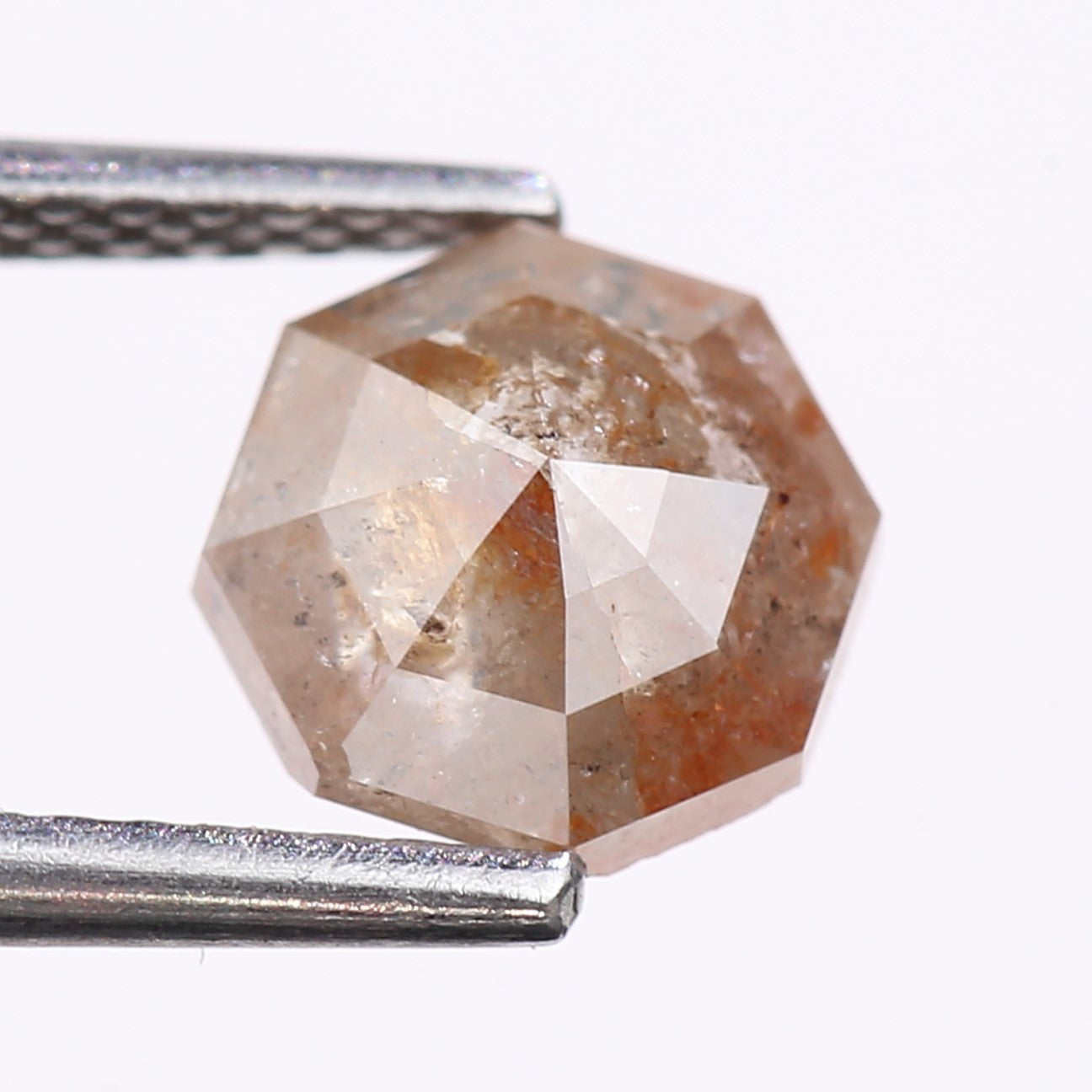1.25 Carat Natural Orange Hexagon Cut Salt And Pepper Diamond 6.70 MM