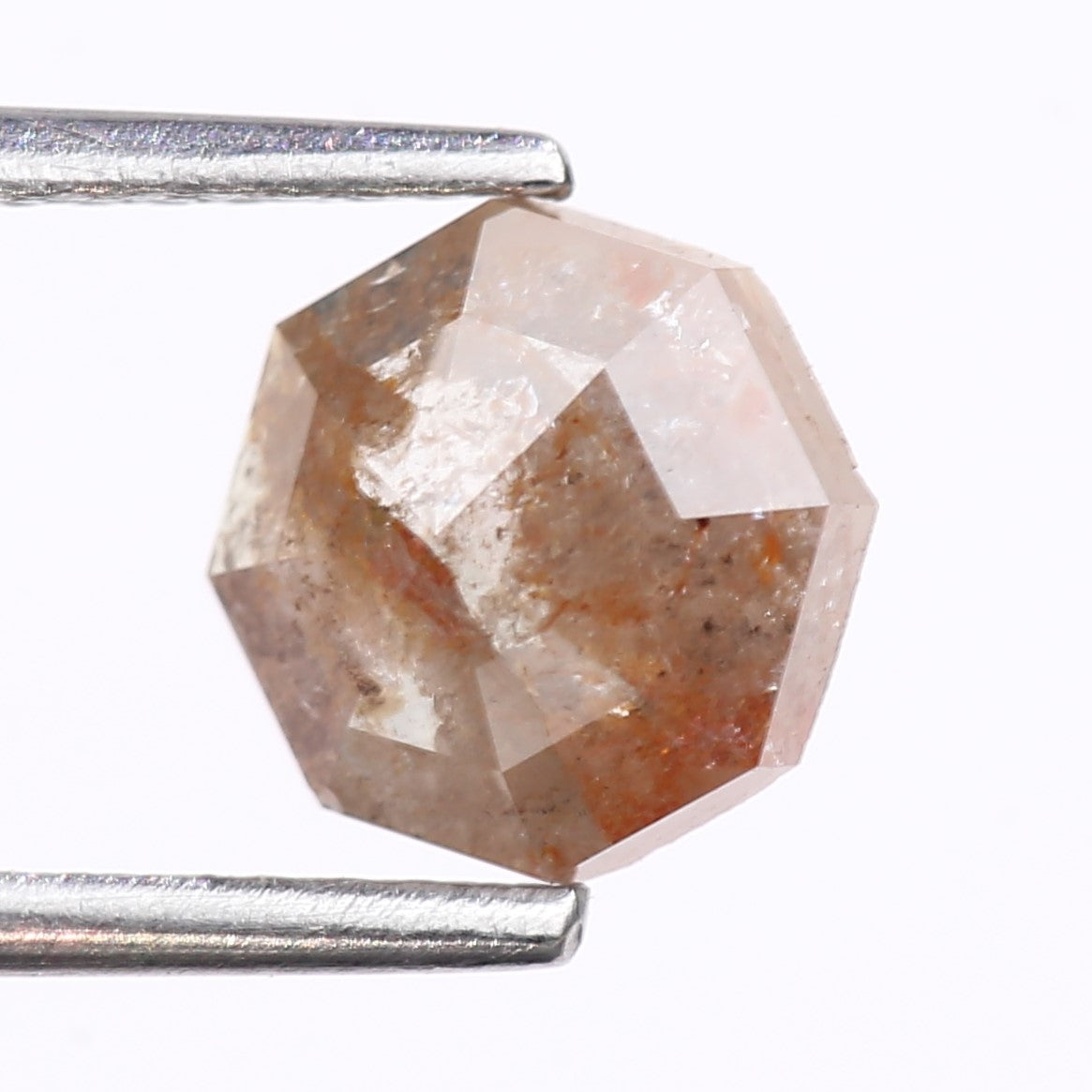 1.25 Carat Natural Orange Hexagon Cut Salt And Pepper Diamond 6.70 MM