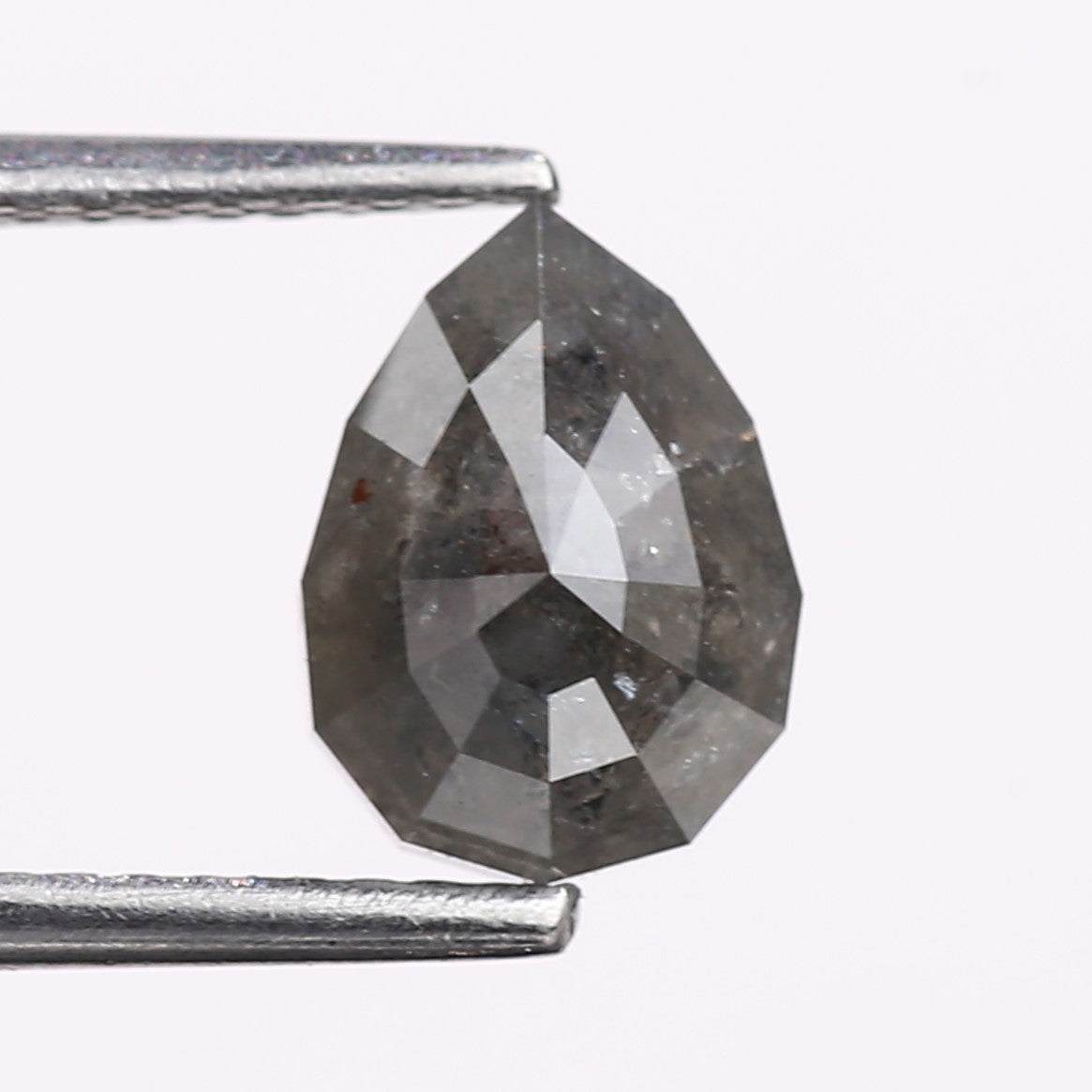 1.84 Carat Natural Gray Pear Cut Salt And Pepper Diamond 8.50 MM