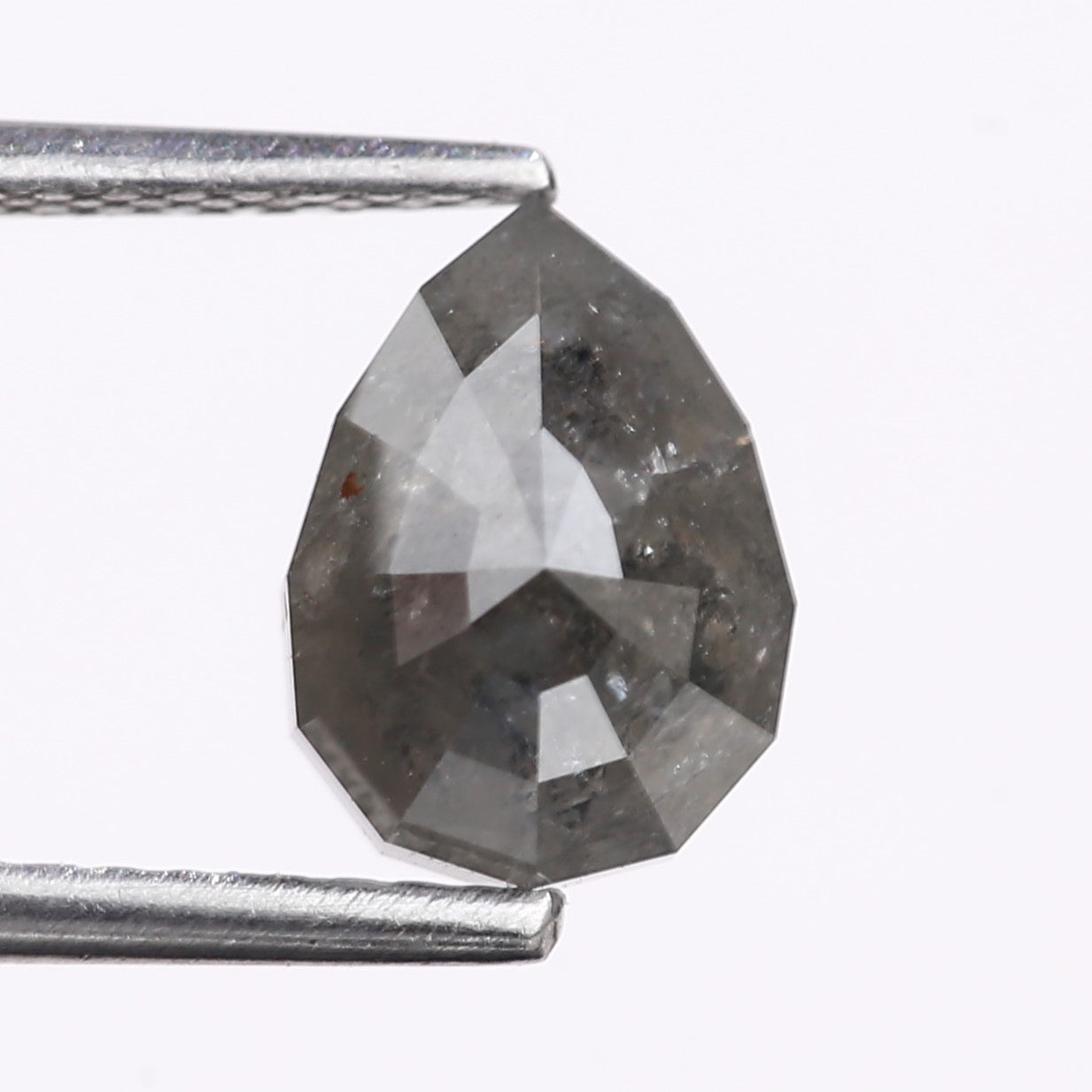1.84 Carat Natural Gray Pear Cut Salt And Pepper Diamond 8.50 MM