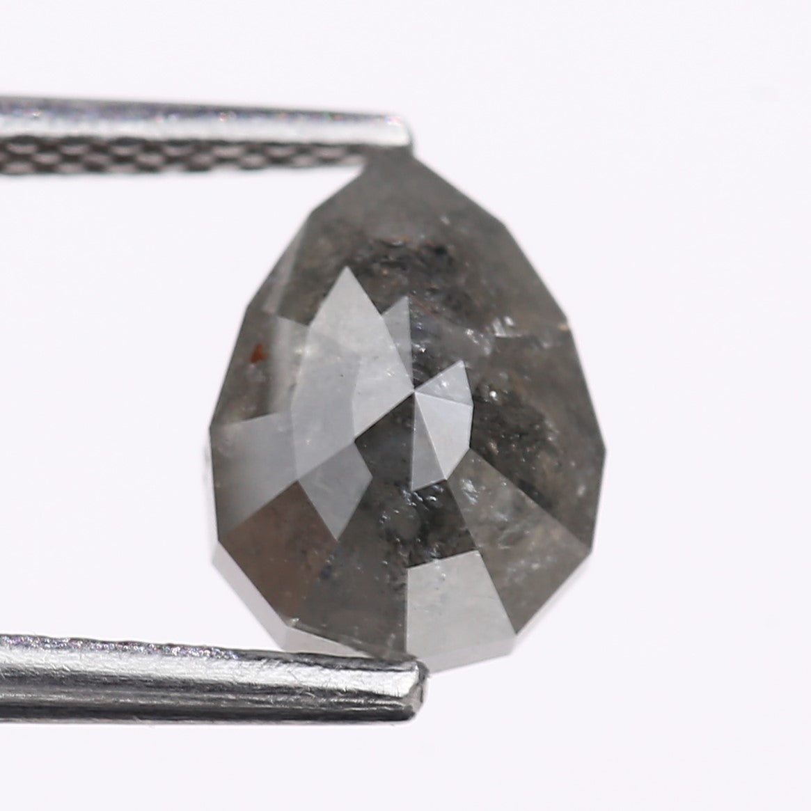 1.84 Carat Natural Gray Pear Cut Salt And Pepper Diamond 8.50 MM