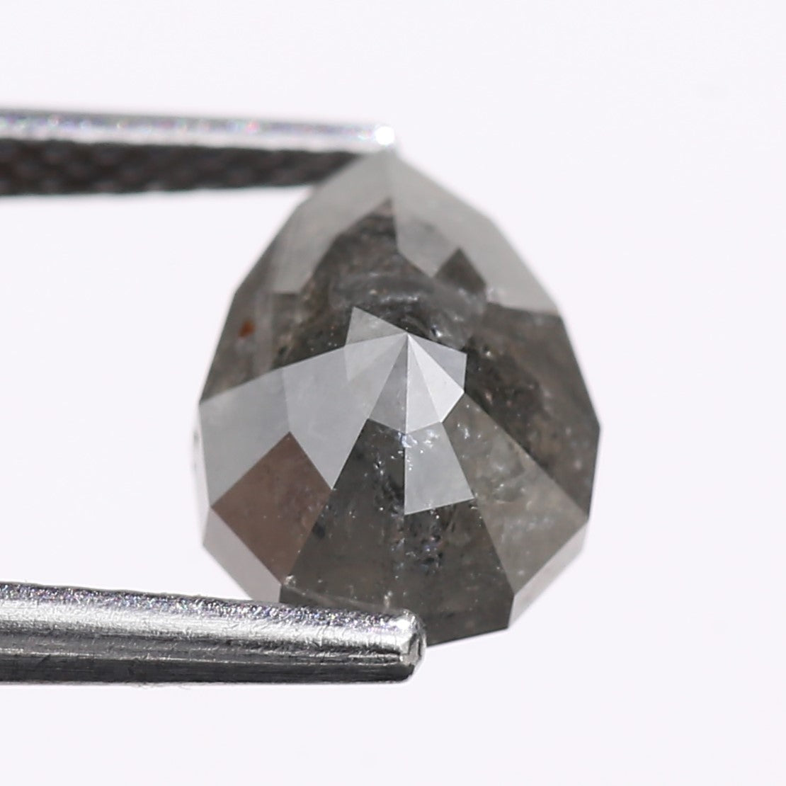 1.84 Carat Natural Gray Pear Cut Salt And Pepper Diamond 8.50 MM