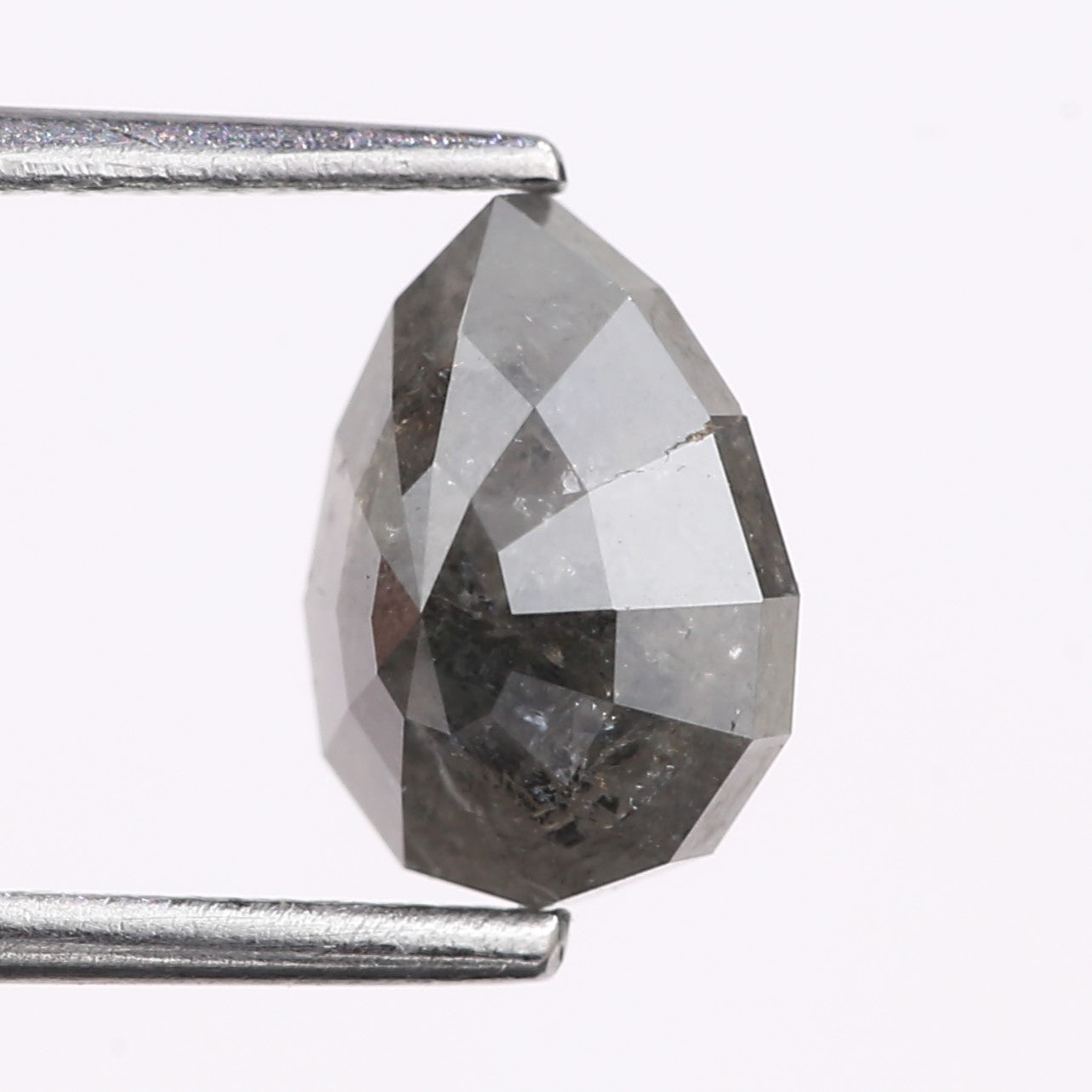 1.84 Carat Natural Gray Pear Cut Salt And Pepper Diamond 8.50 MM