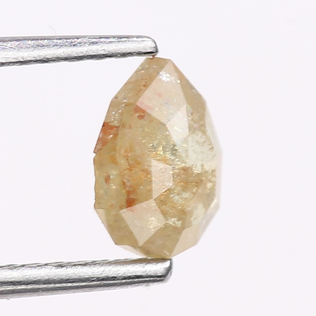 0.74 Carat Natural Light Yellow Pear Cut Salt And Pepper Diamond 6.78 MM