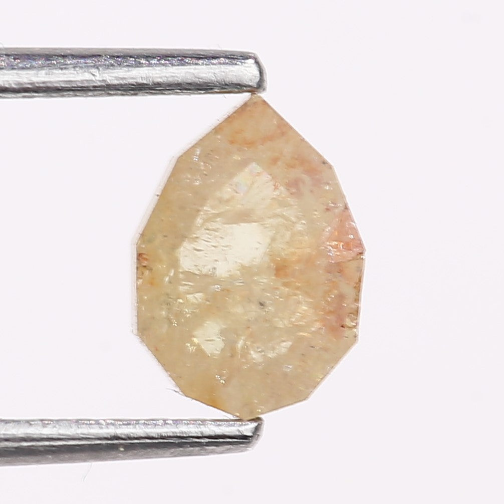 0.74 Carat Natural Light Yellow Pear Cut Salt And Pepper Diamond 6.78 MM