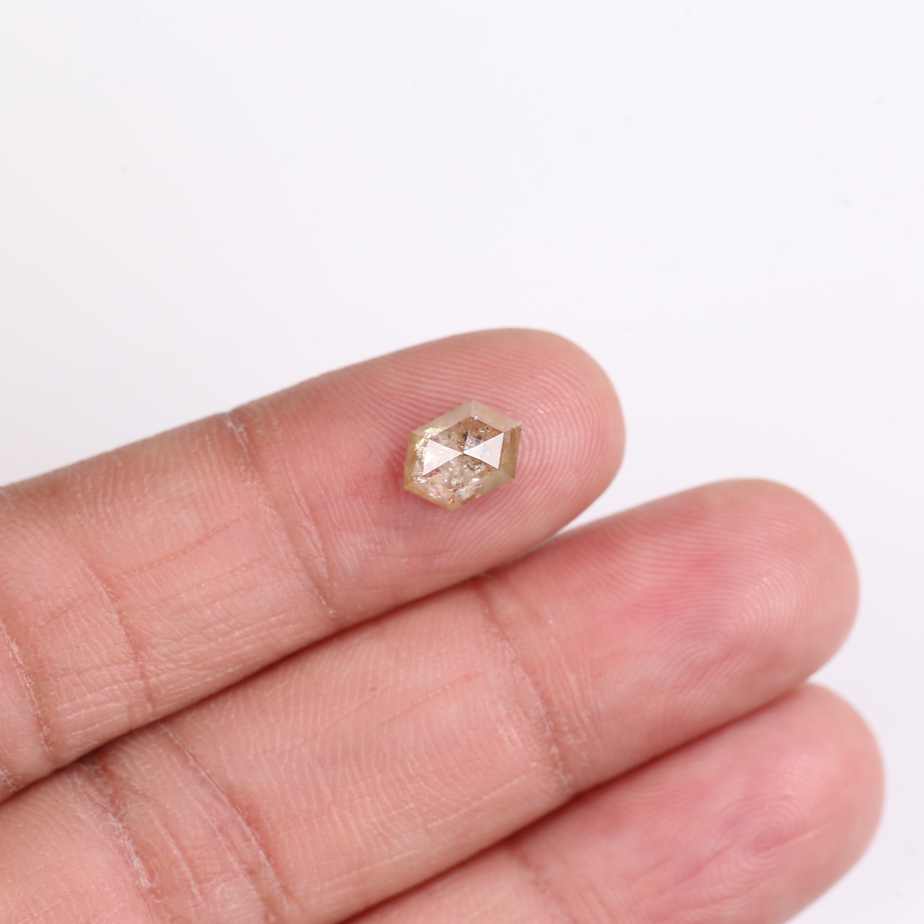 1.63 Carat Natural Hexagon Cut Salt And Pepper Diamond 8.40 MM