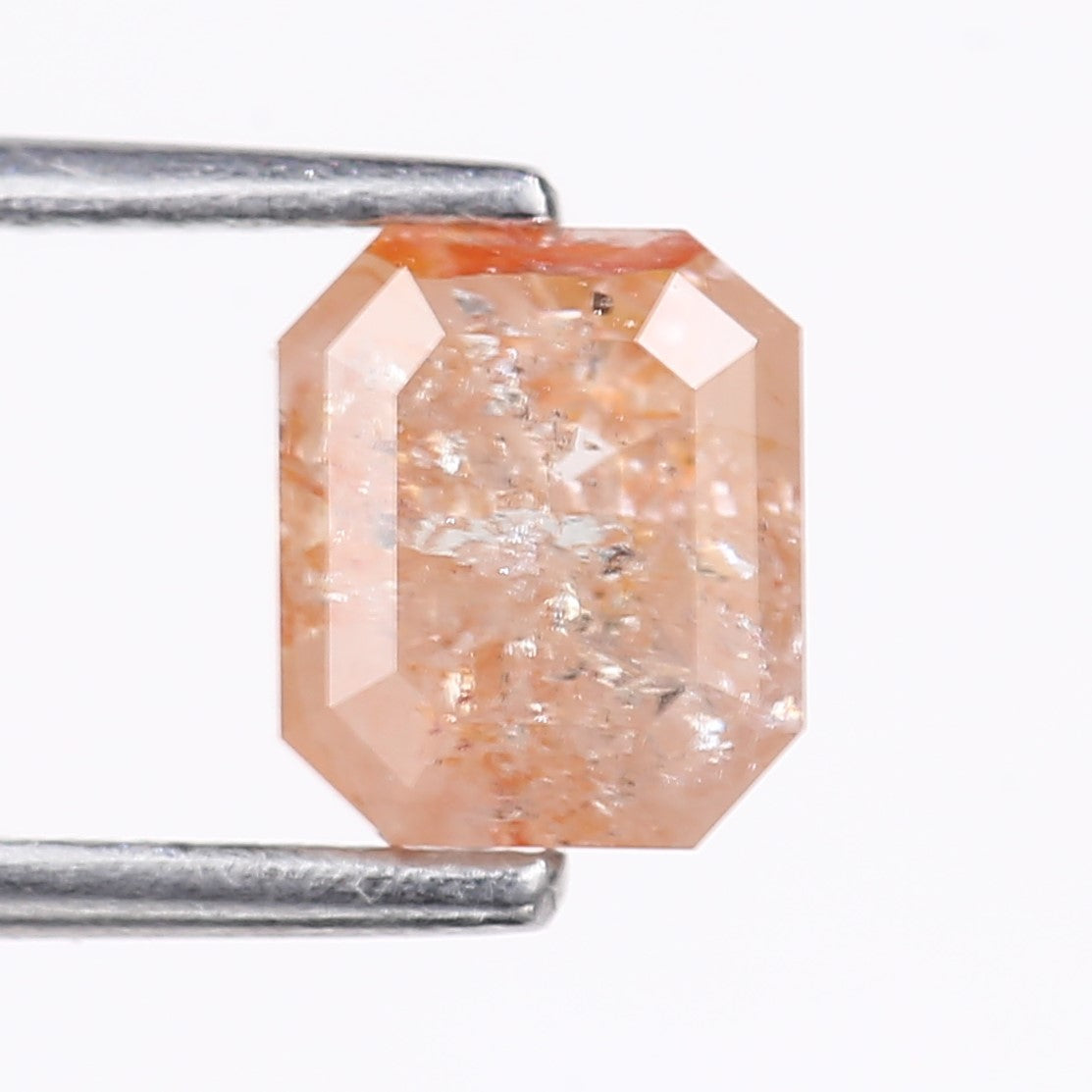 1.57 Carat Natural Orange Emerald Cut Salt And Pepper Diamond 6.10 MM