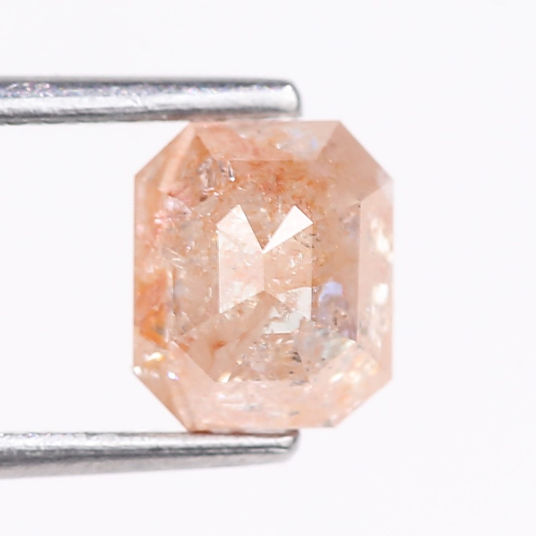 1.57 Carat Natural Orange Emerald Cut Salt And Pepper Diamond 6.10 MM