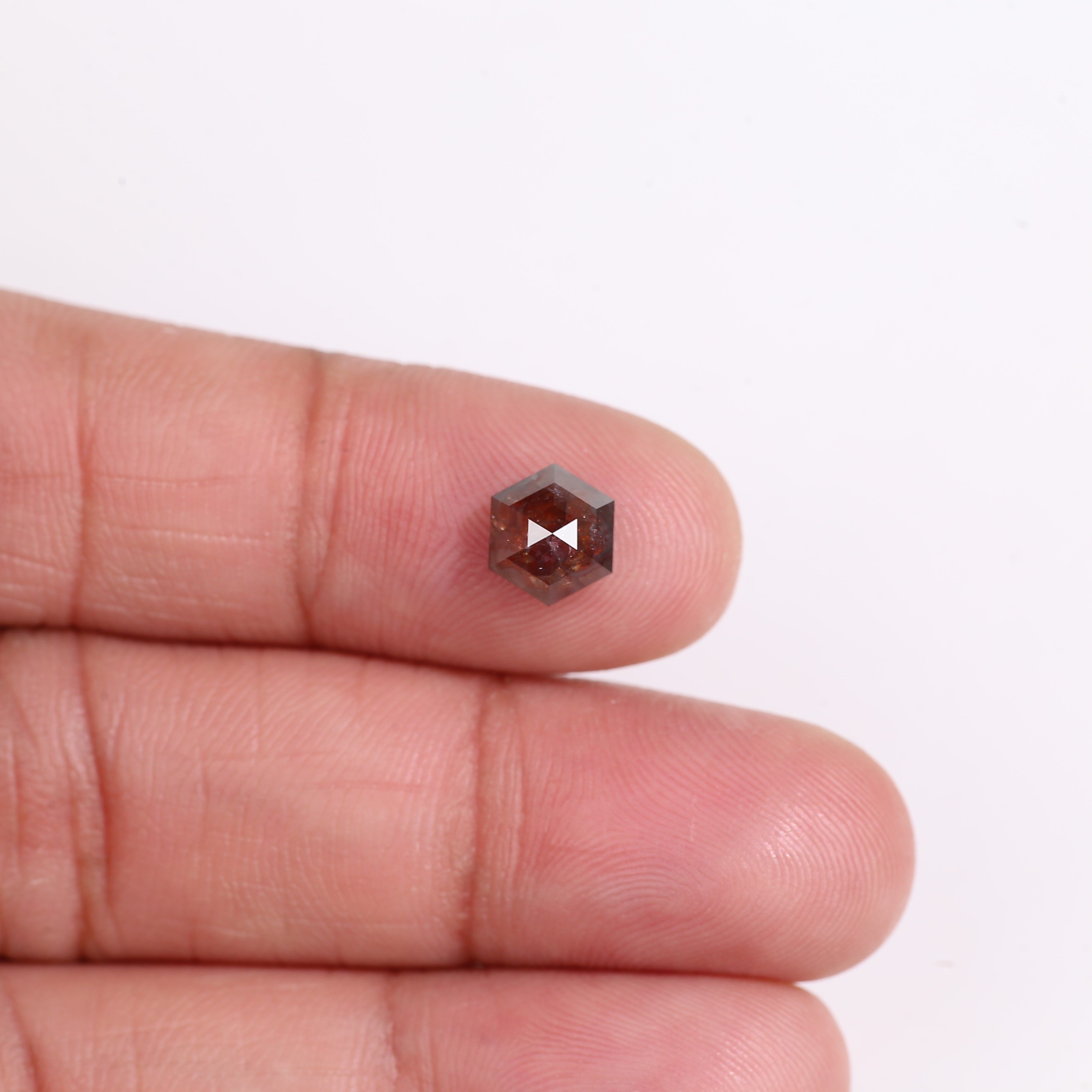 1.75 Carat Natural Red Hexagon Salt And Pepper Diamond 6.50 MM