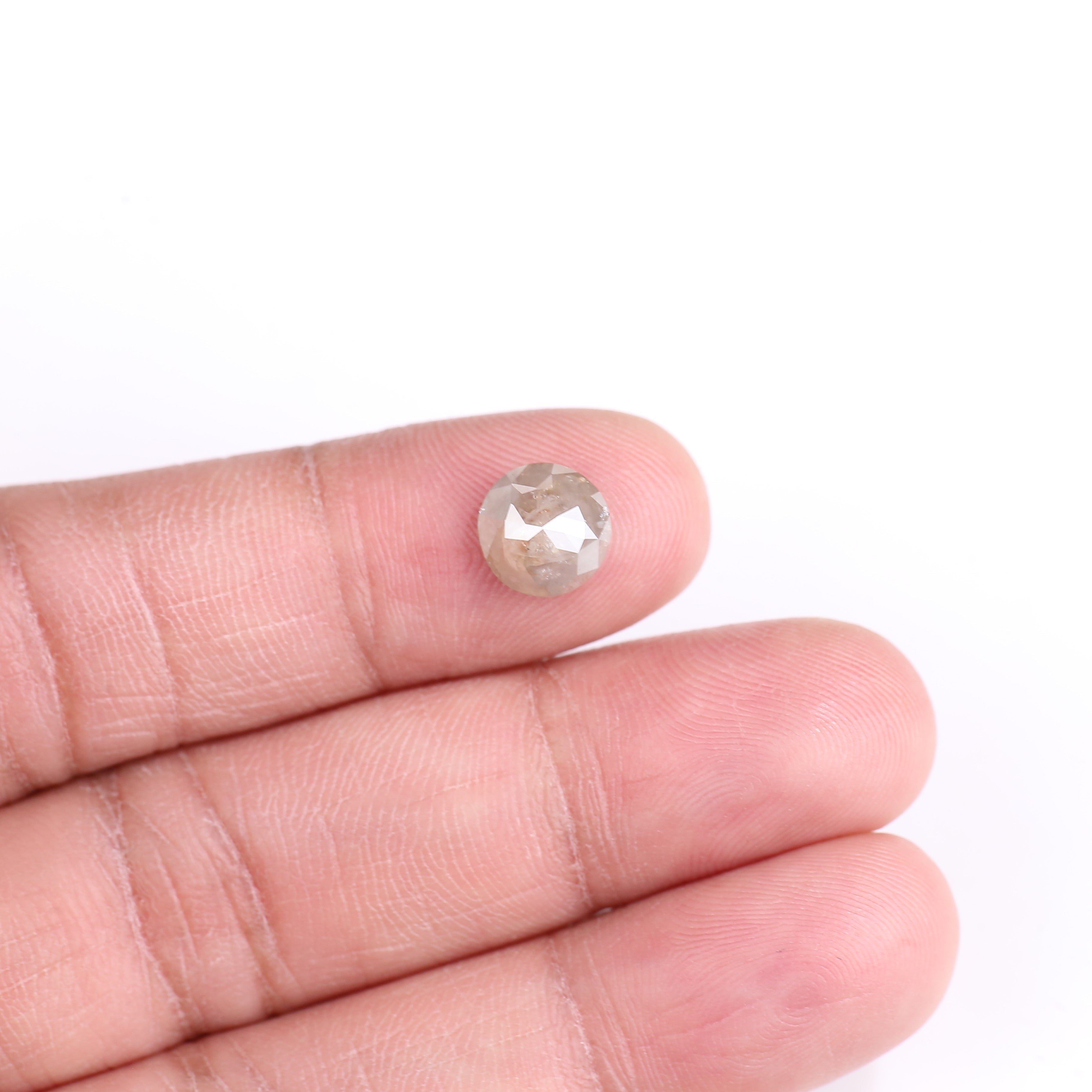 2.31 Carat Natural Gray Round Cut Salt And Pepper Diamond 8.00 MM