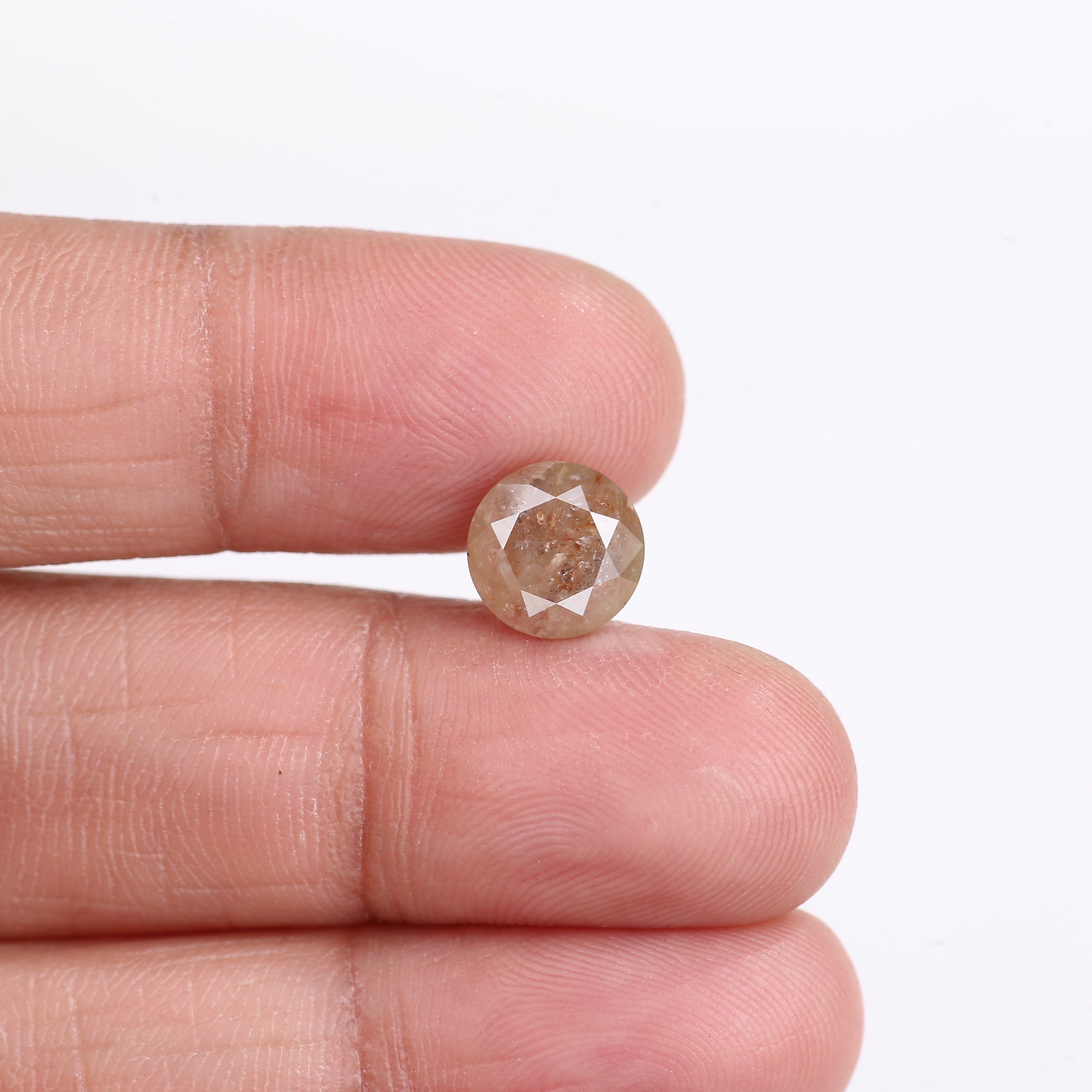 2.68 Carat Natural Brown Round Cut Salt And Pepper Diamond 8.35 MM