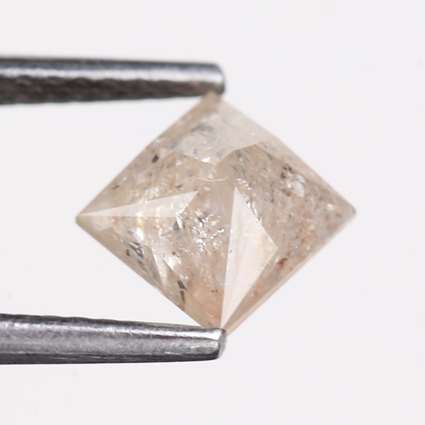 1.27 Carat Natural Light Gray Princess Cut Salt And Pepper Diamond 5.60 MM