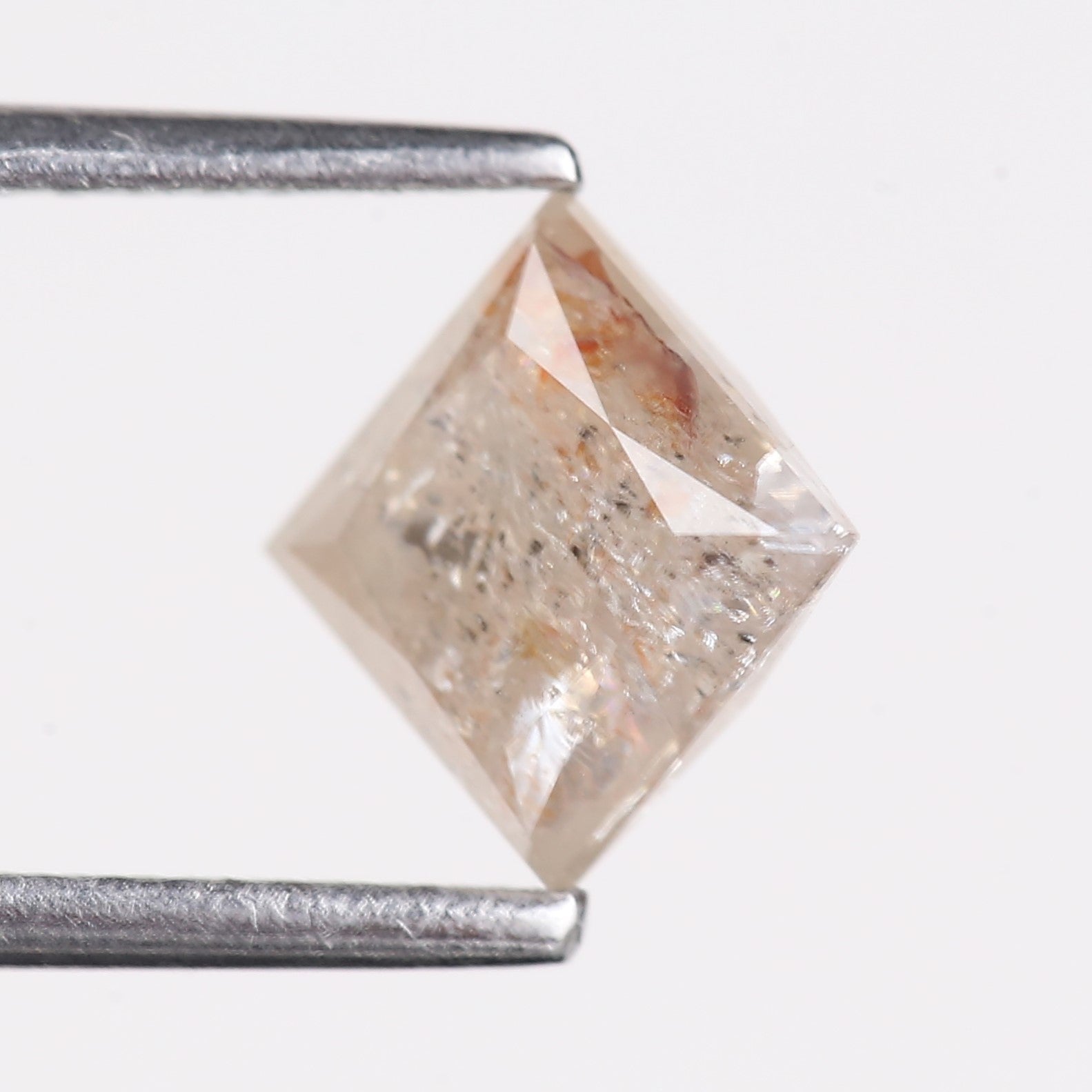 1.27 Carat Natural Light Gray Princess Cut Salt And Pepper Diamond 5.60 MM