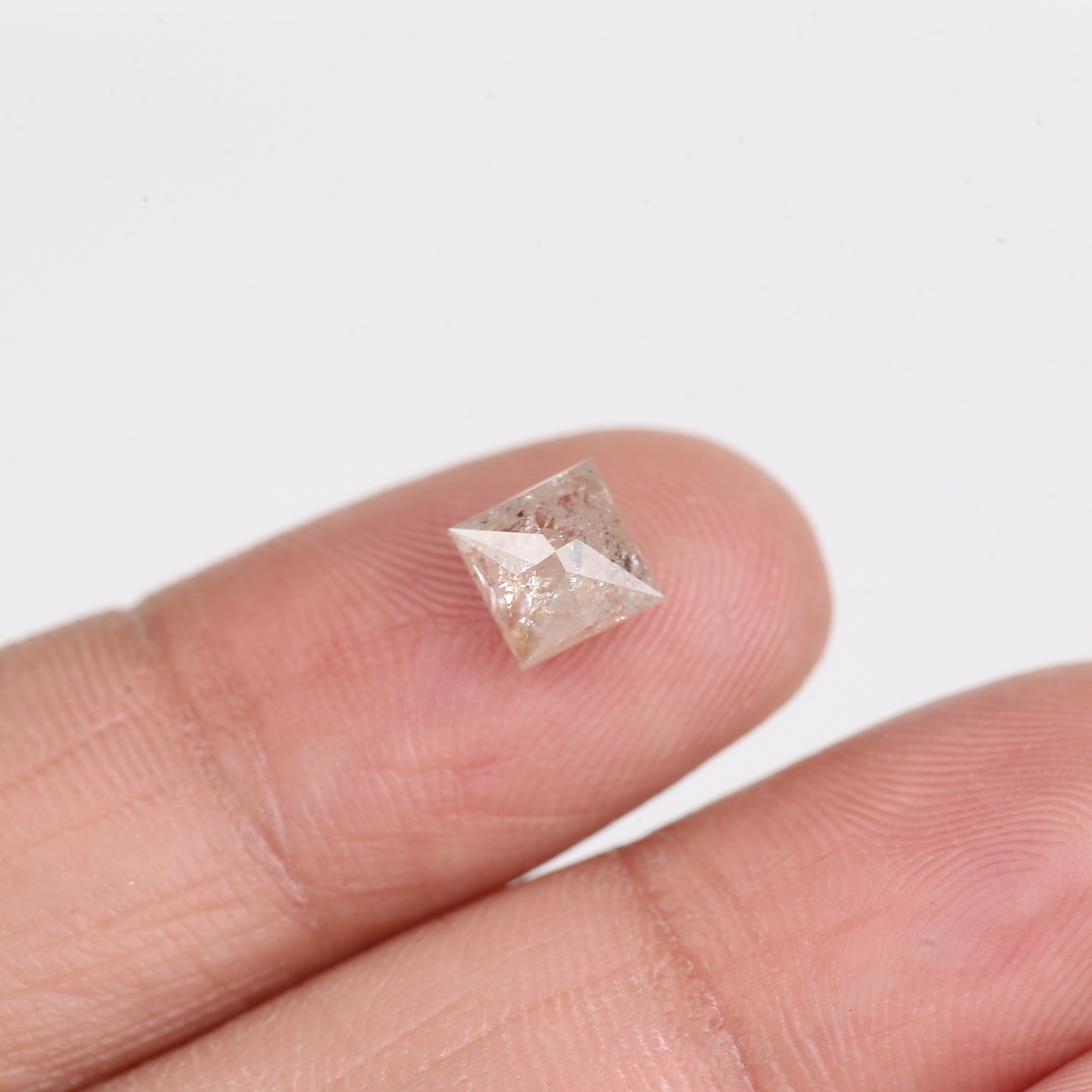 1.27 Carat Natural Light Gray Princess Cut Salt And Pepper Diamond 5.60 MM