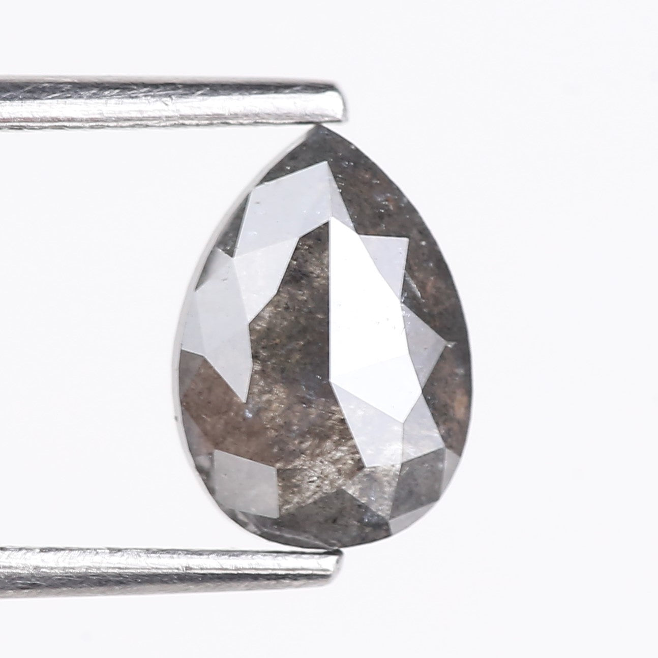 1.14 Carat Natural Gray Pear Rosecut Salt And Pepper Diamond 8.23 MM