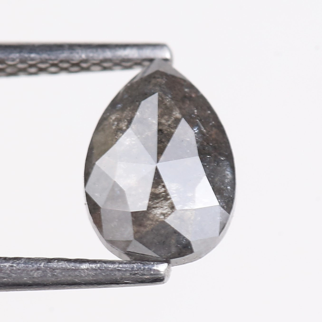 1.14 Carat Natural Gray Pear Rosecut Salt And Pepper Diamond 8.23 MM