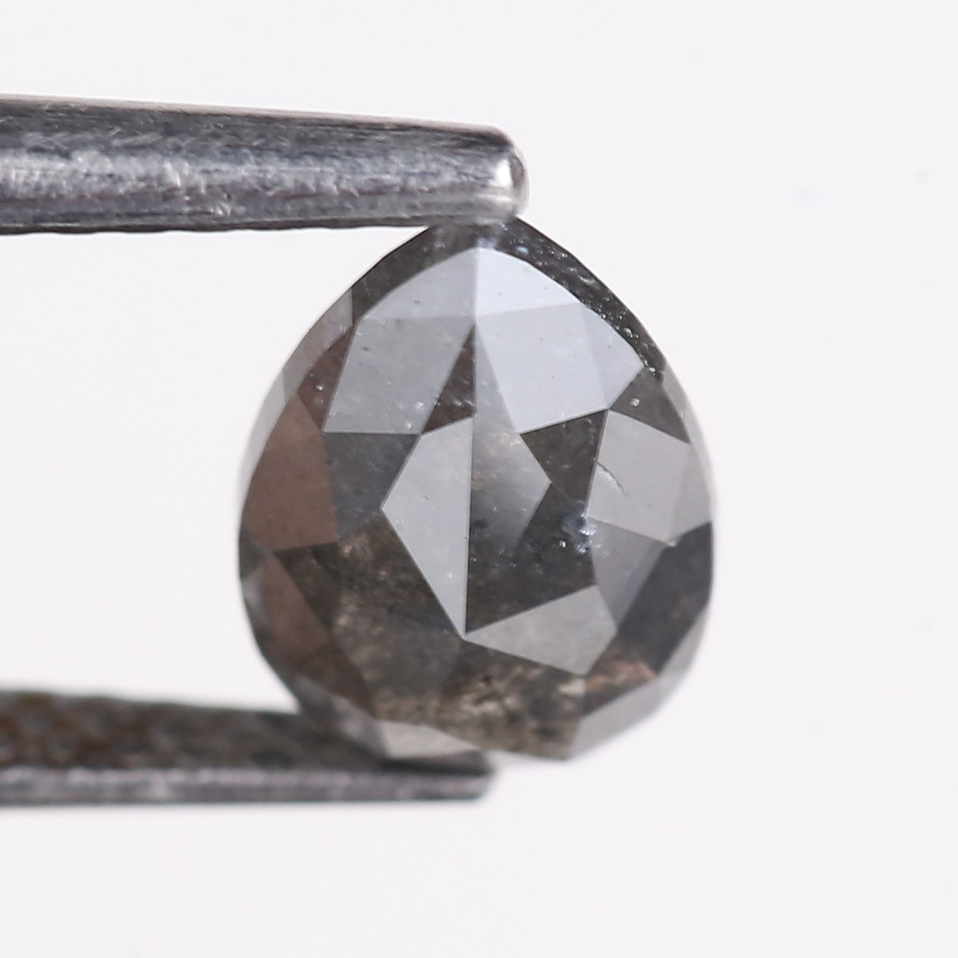 1.14 Carat Natural Gray Pear Rosecut Salt And Pepper Diamond 8.23 MM