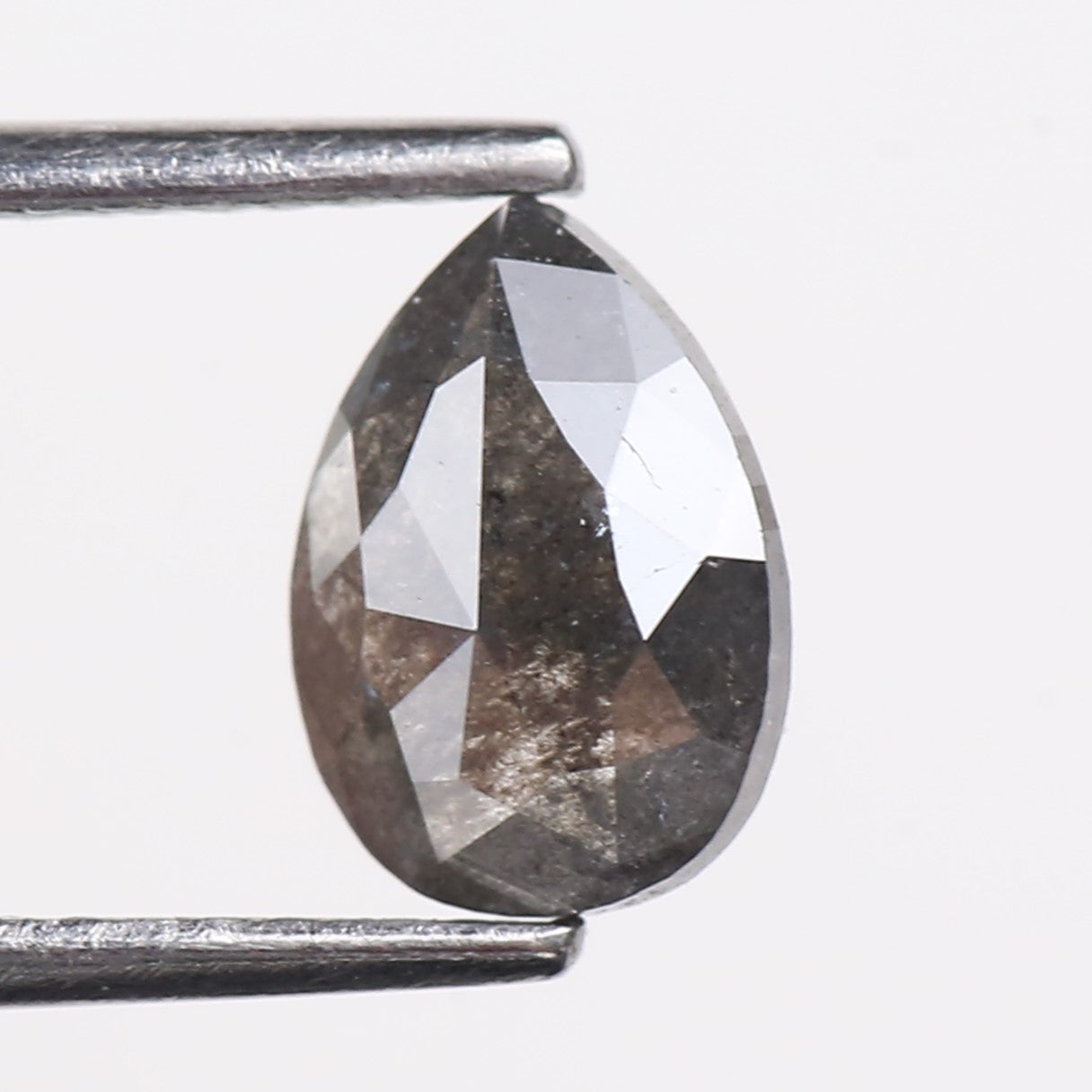 1.14 Carat Natural Gray Pear Rosecut Salt And Pepper Diamond 8.23 MM