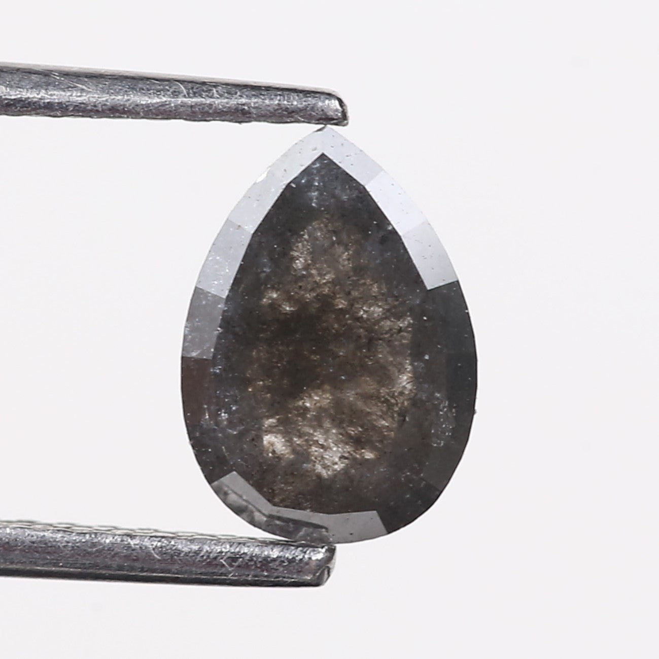 1.14 Carat Natural Gray Pear Rosecut Salt And Pepper Diamond 8.23 MM