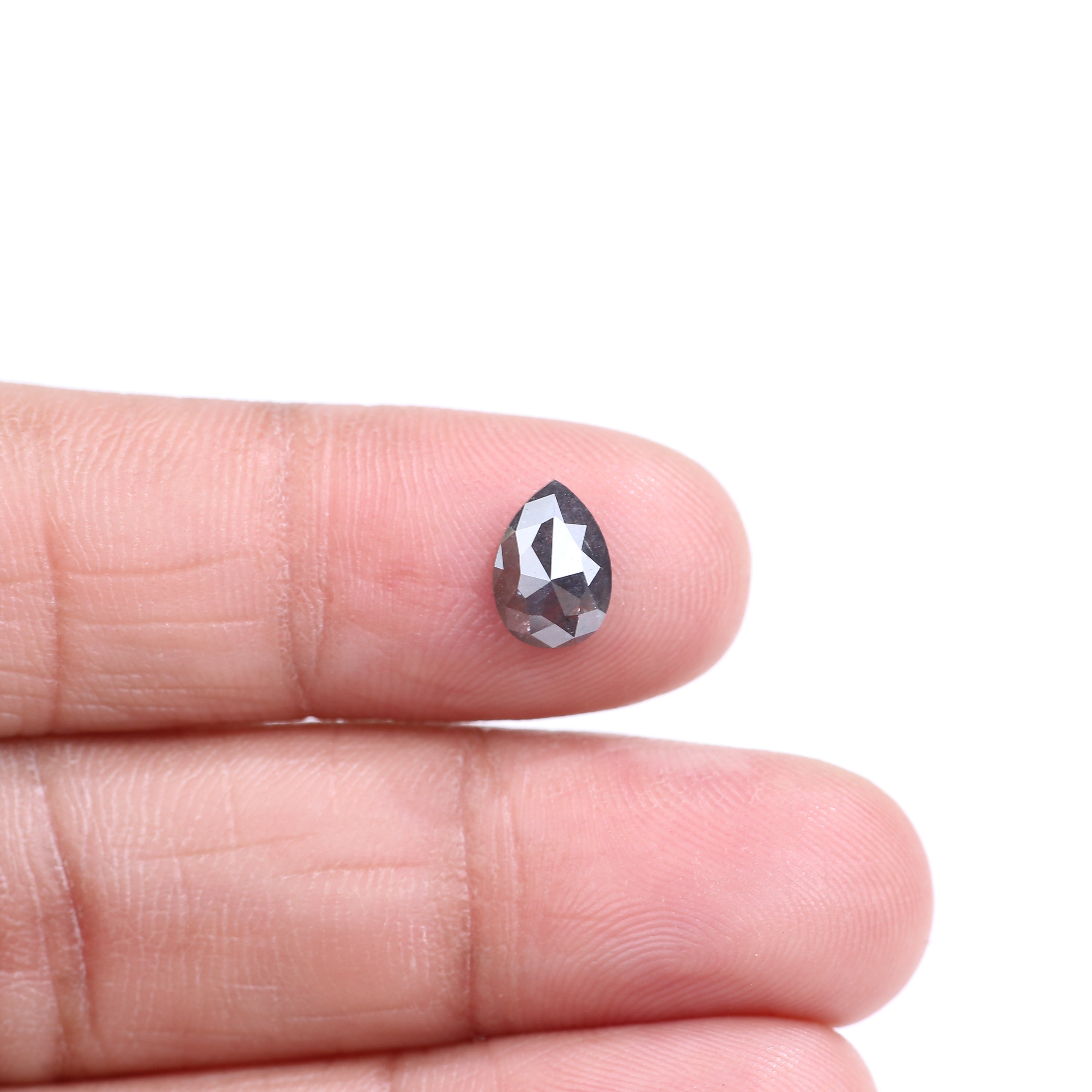 1.14 Carat Natural Gray Pear Rosecut Salt And Pepper Diamond 8.23 MM