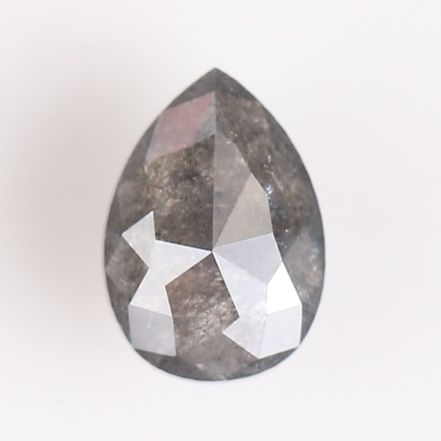1.14 Carat Natural Gray Pear Rosecut Salt And Pepper Diamond 8.23 MM