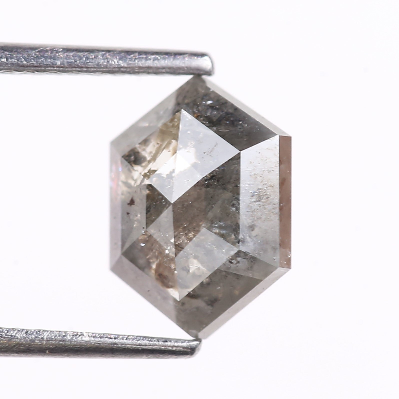 2.17 Carat Natural Gray Hexagon Cut Salt And Pepper Diamond 9.30 MM