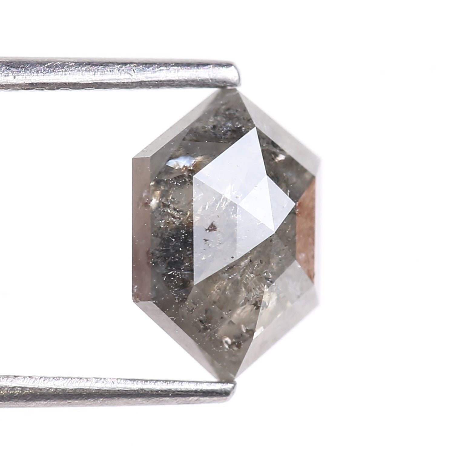 2.17 Carat Natural Gray Hexagon Cut Salt And Pepper Diamond 9.30 MM