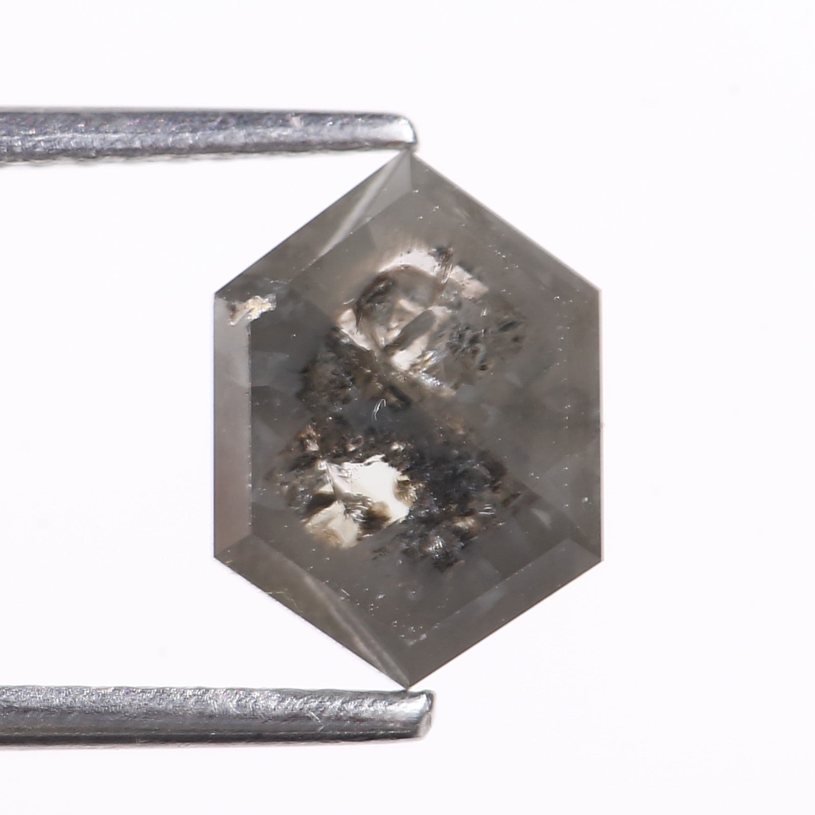 2.17 Carat Natural Gray Hexagon Cut Salt And Pepper Diamond 9.30 MM