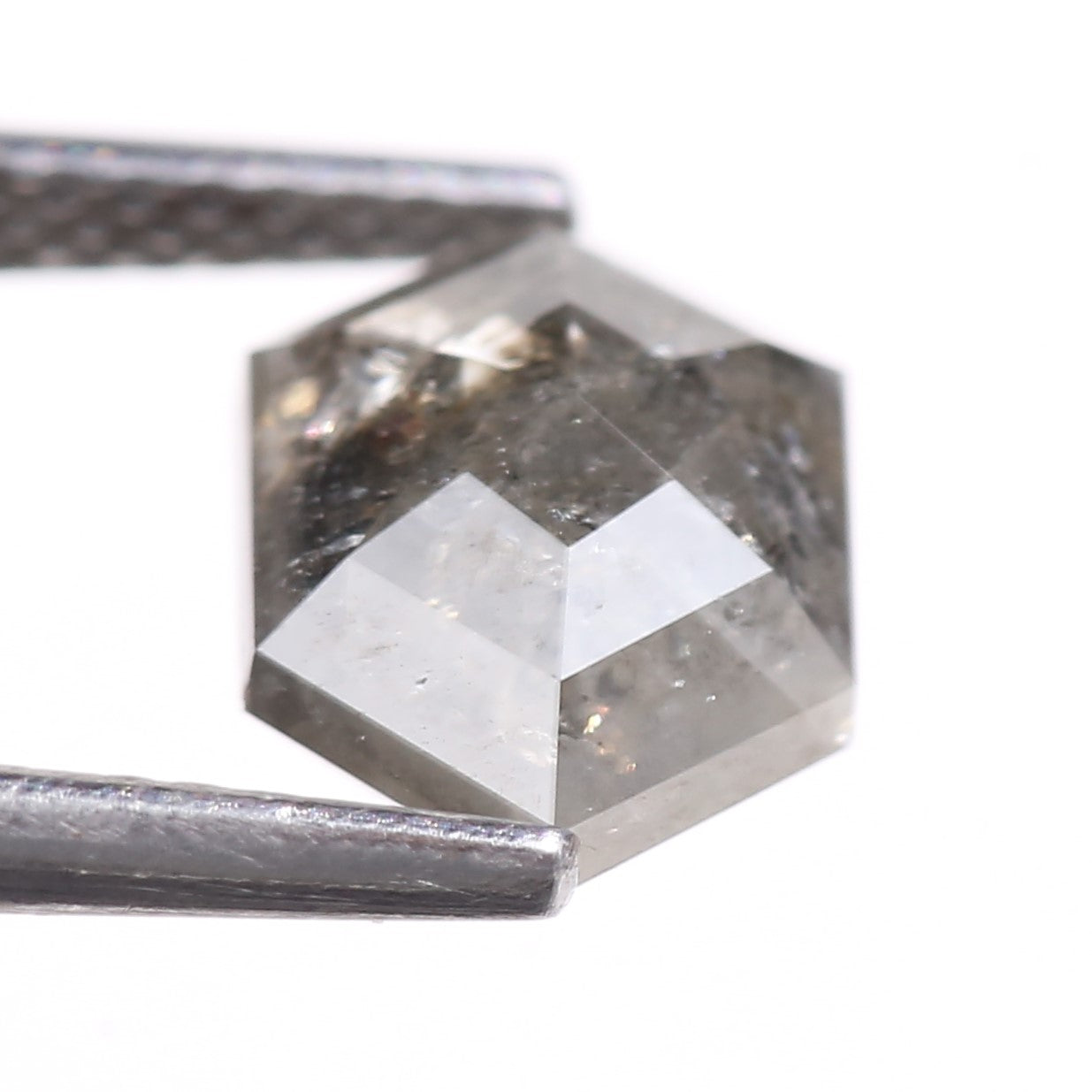 2.17 Carat Natural Gray Hexagon Cut Salt And Pepper Diamond 9.30 MM