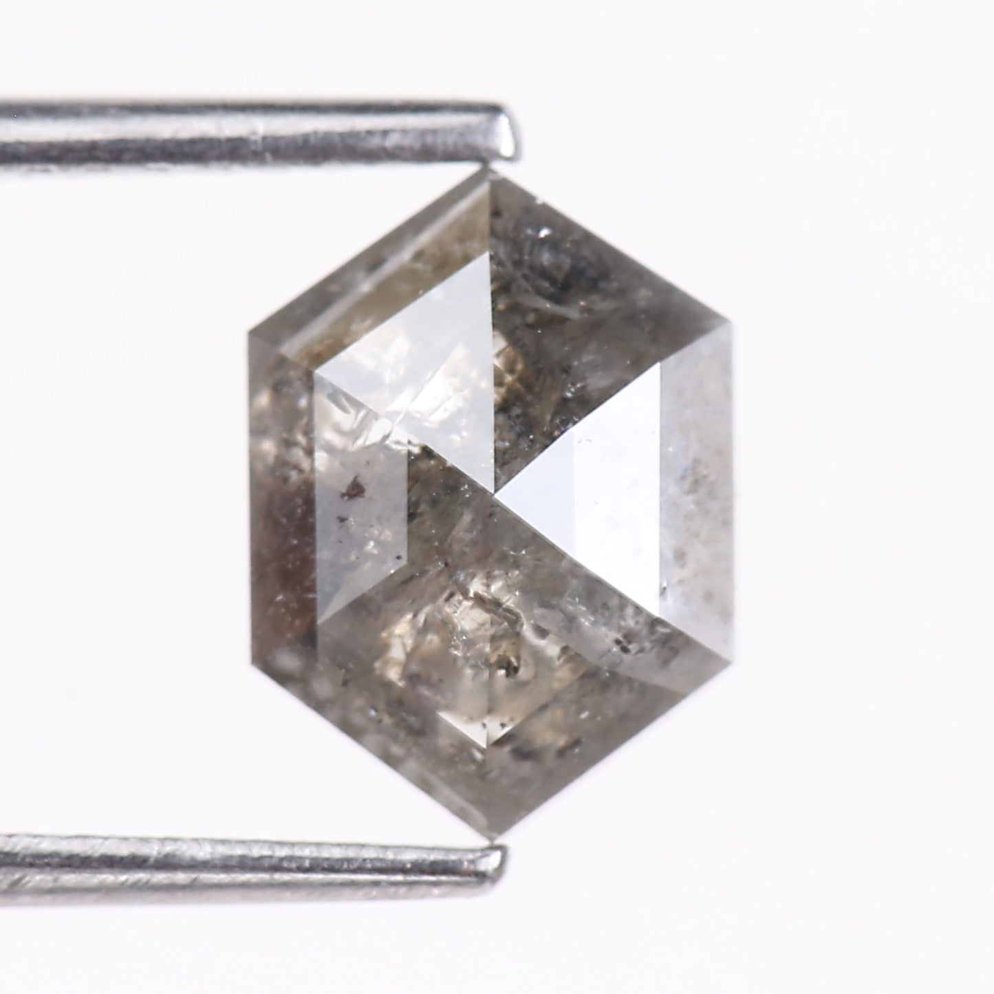 2.17 Carat Natural Gray Hexagon Cut Salt And Pepper Diamond 9.30 MM