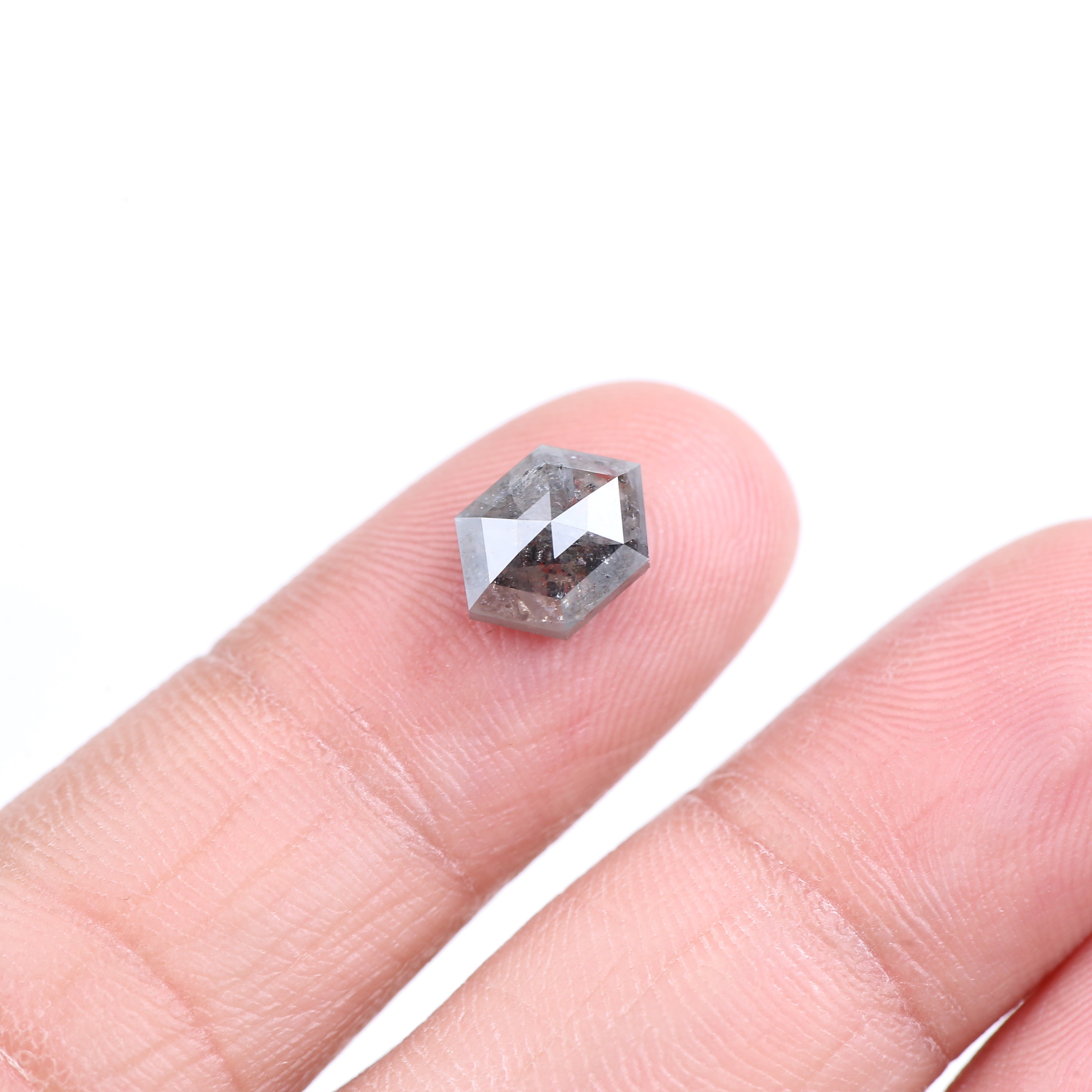 2.17 Carat Natural Gray Hexagon Cut Salt And Pepper Diamond 9.30 MM