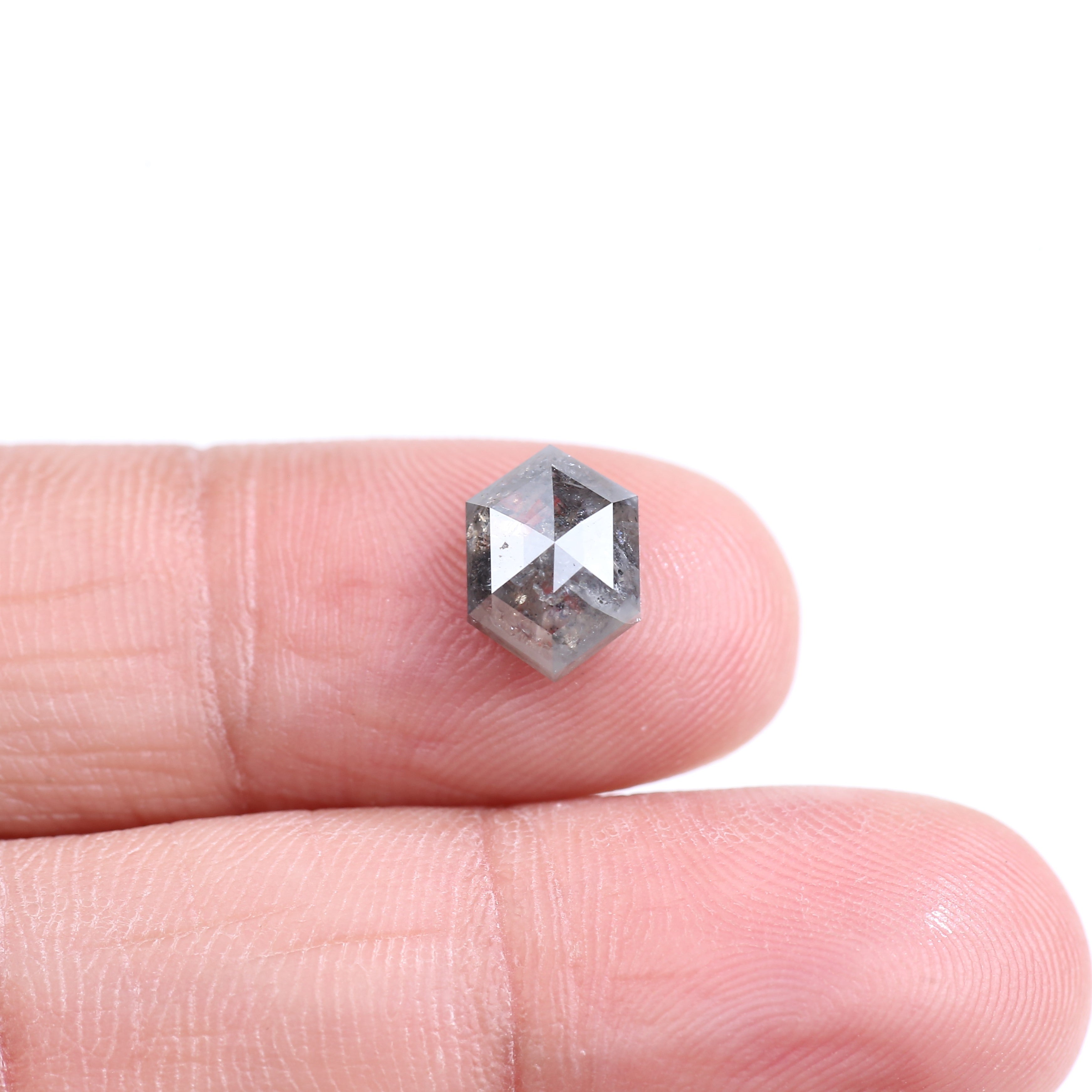 2.17 Carat Natural Gray Hexagon Cut Salt And Pepper Diamond 9.30 MM