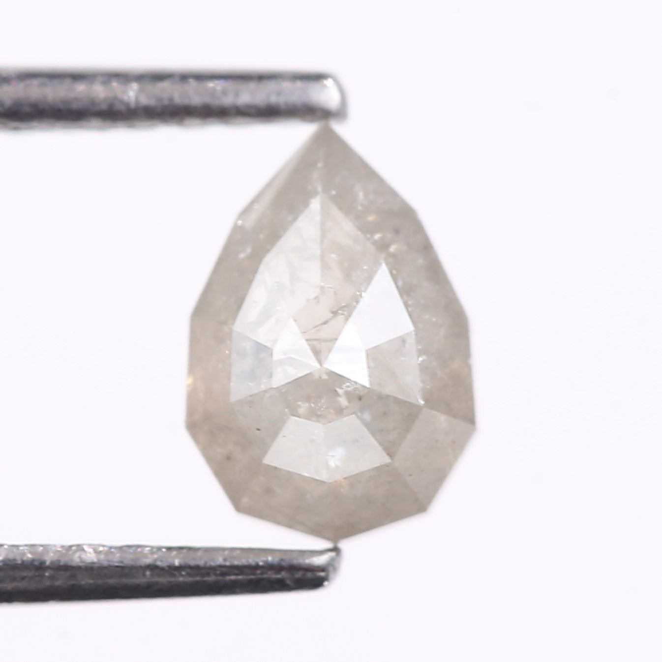 0.85 Carat Natural Gray Pear Cut Salt And Pepper Diamond 7 MM