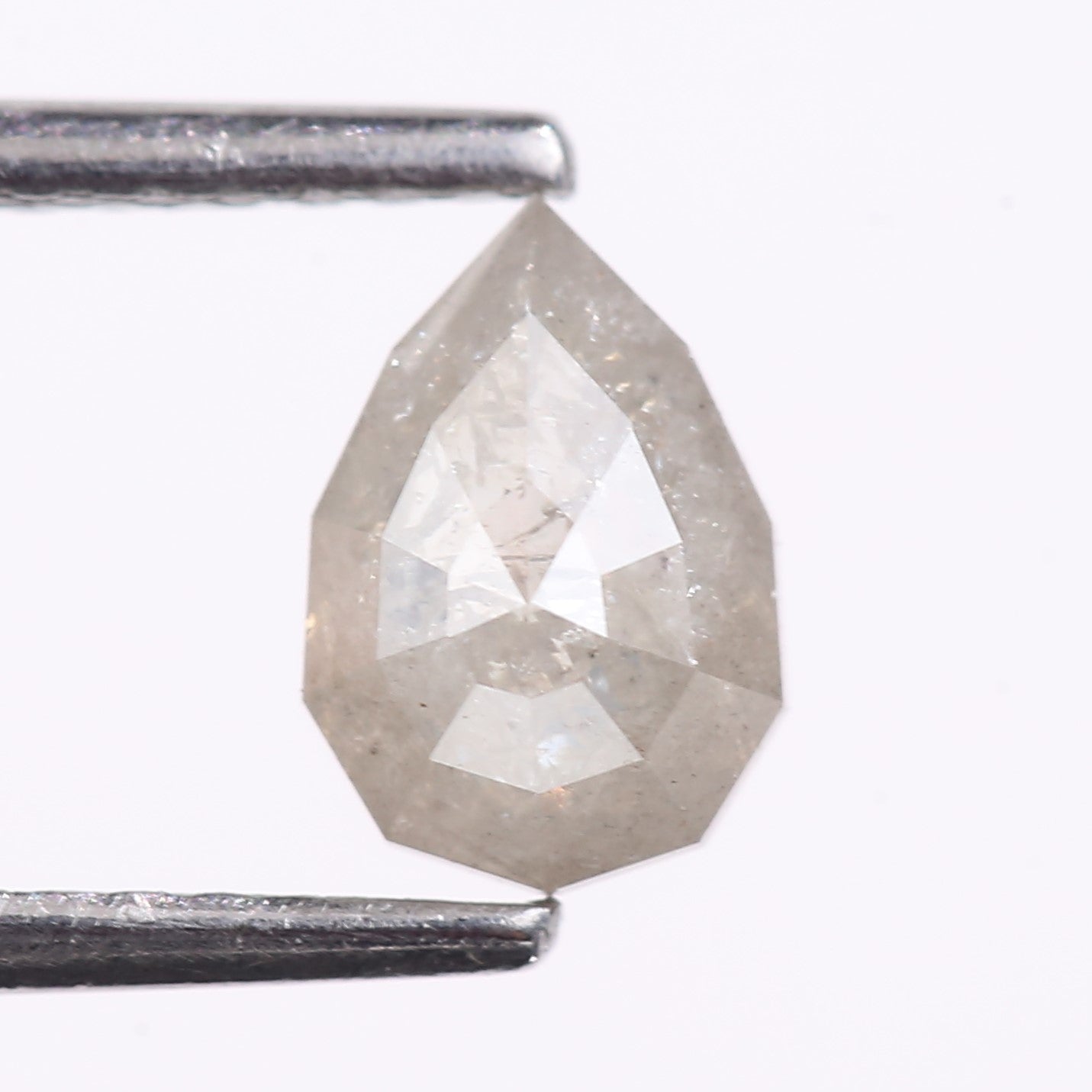 0.85 Carat Natural Gray Pear Cut Salt And Pepper Diamond 7 MM