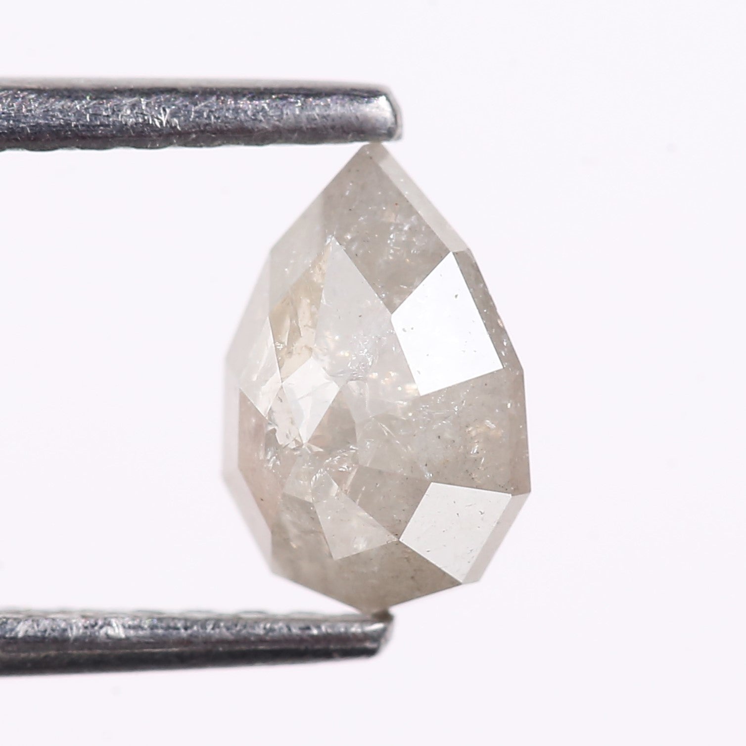 0.85 Carat Natural Gray Pear Cut Salt And Pepper Diamond 7 MM