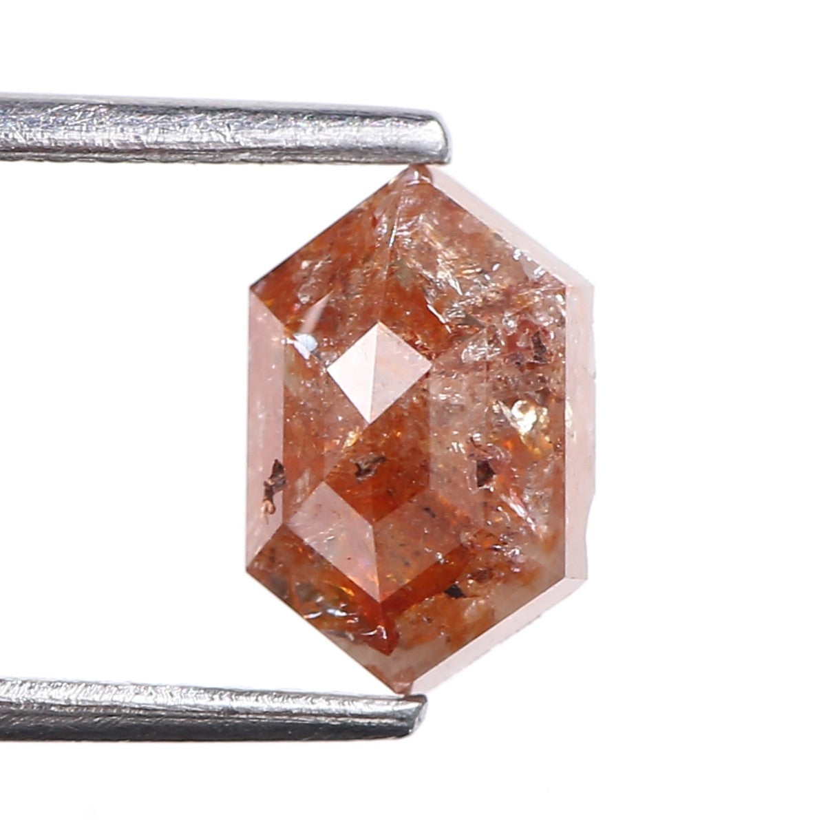 1.34 Carat Natural Orange Hexagon Cut Salt And Pepper Diamond 8.30 MM